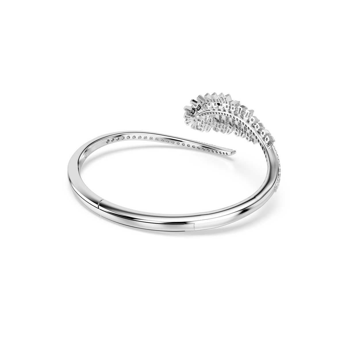 Vienna Bangle Bileklik, Karışık Kesim, Tüy, Beyaz, Rodyum Kaplama