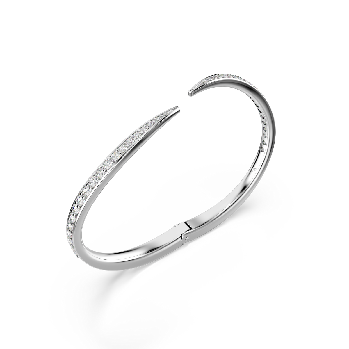 Vienna Bangle Bileklik, Yuvarlak Kesim, Kuğu, Beyaz, Rodyum Kaplama