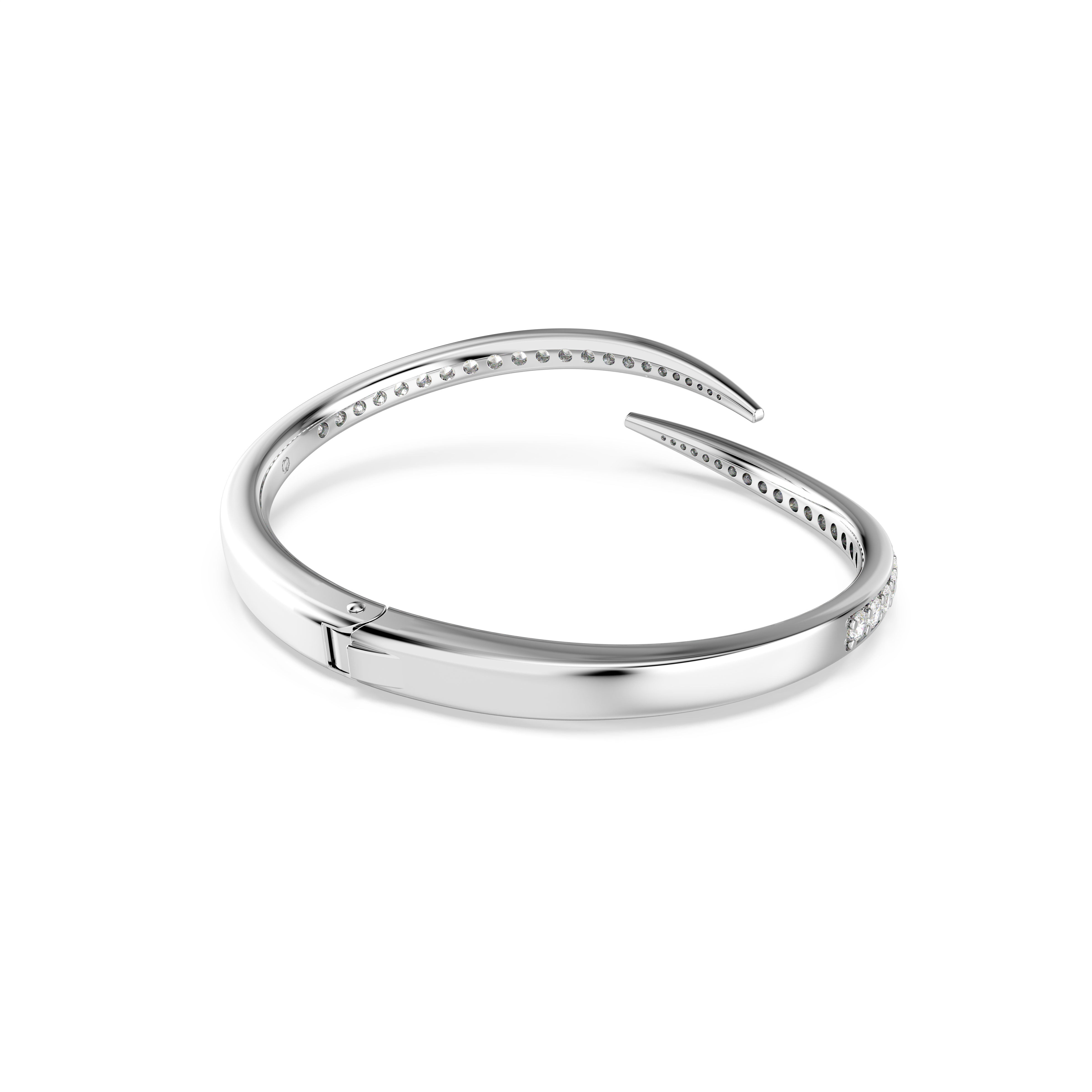 Vienna Bangle Bileklik, Yuvarlak Kesim, Kuğu, Beyaz, Rodyum Kaplama