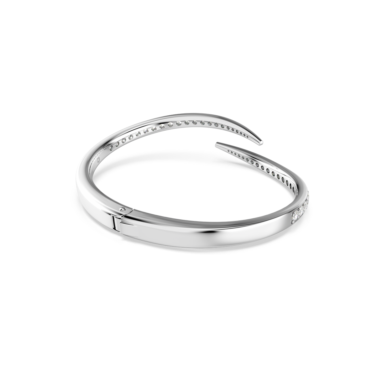 Vienna Bangle Bileklik, Yuvarlak Kesim, Kuğu, Beyaz, Rodyum Kaplama