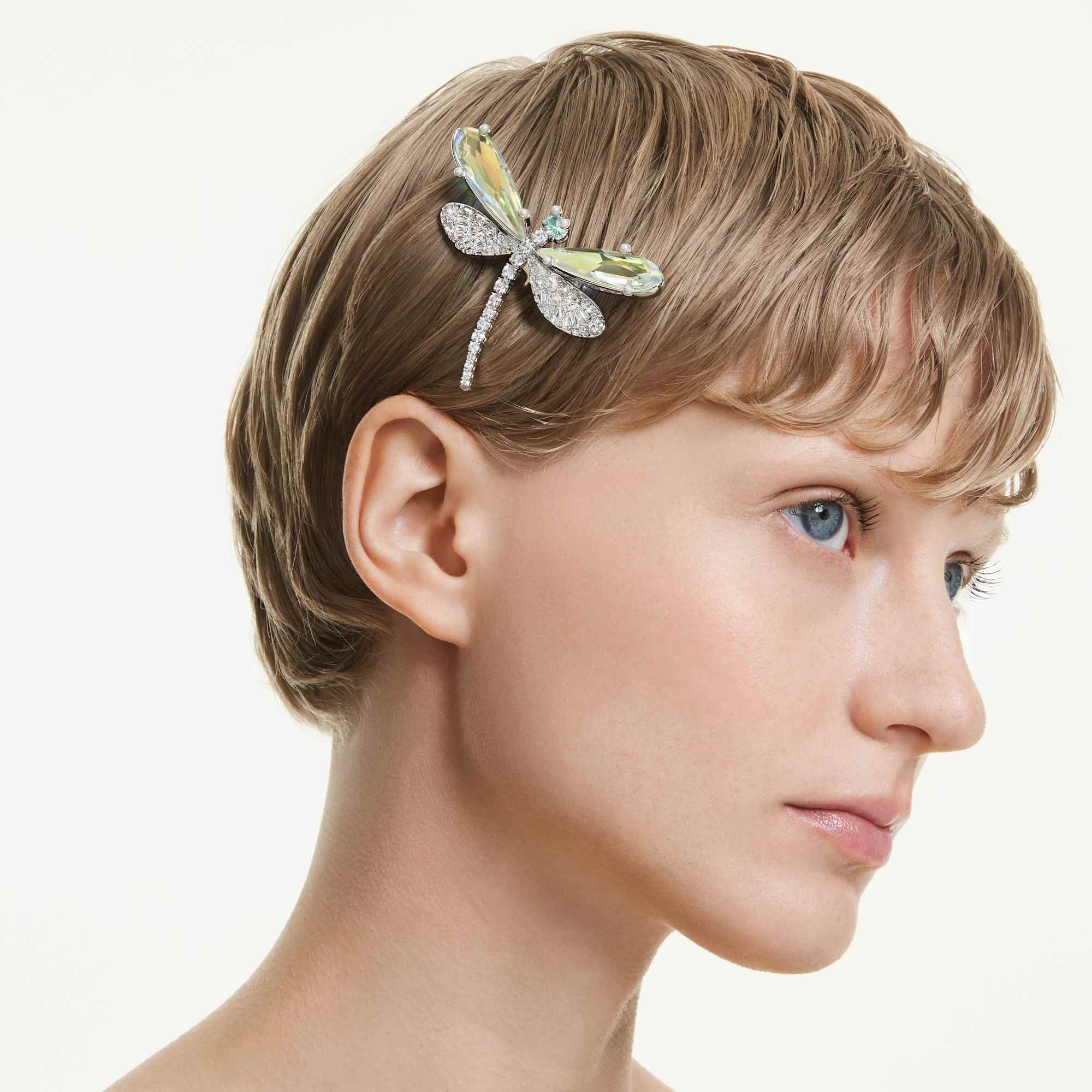 Ariana Grande x Swarovski Broş ve Saç Aksesuarı, Karışık Kesim, Yusufçuk, Yeşil, Rodyum Kaplama