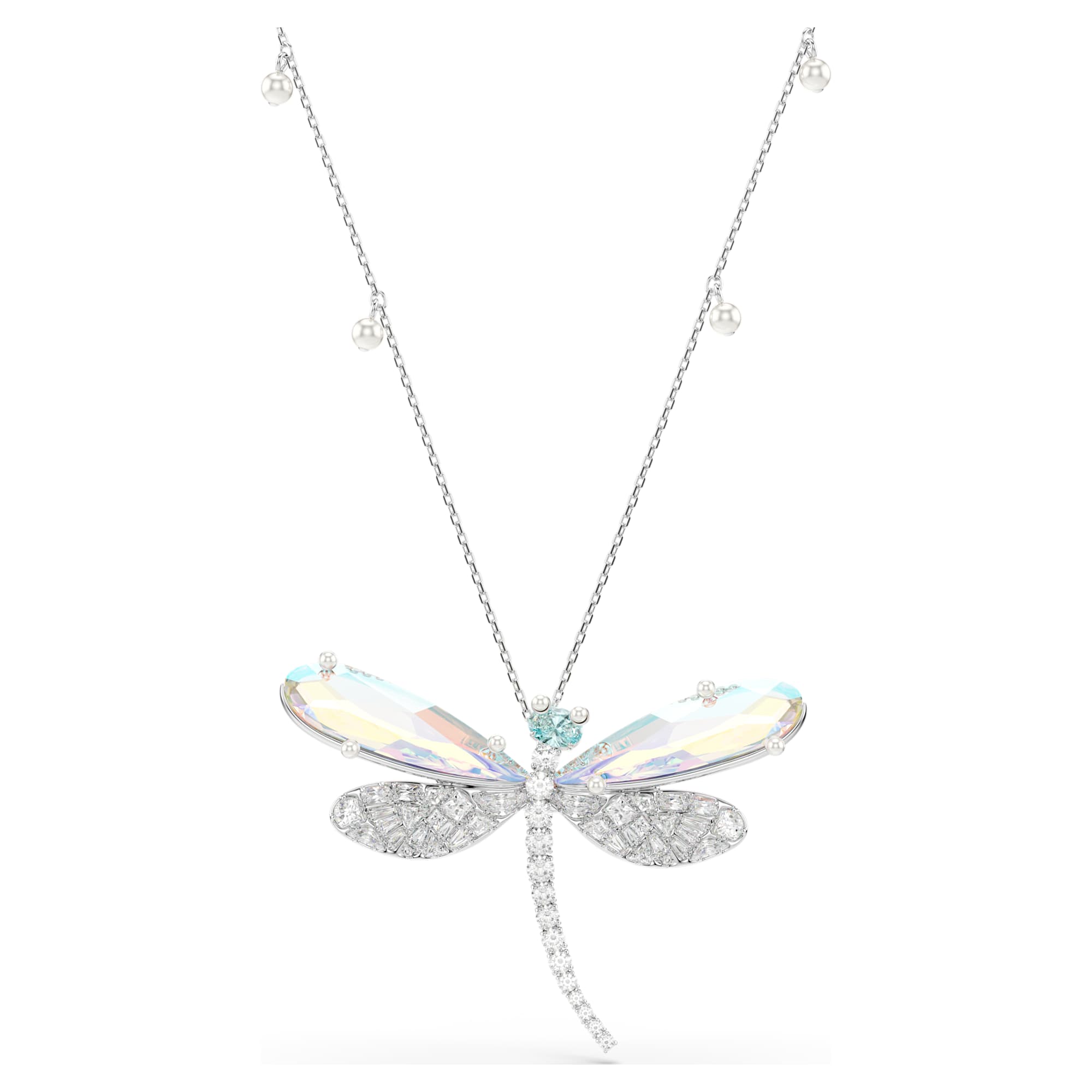 Ariana Grande x Swarovski Kolye ve broş, Karışık Kesim, Yusufçuk, Yeşil, Rodyum Kaplama