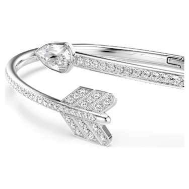 Idyllia Bangle Bileklik, Karışık Kesim, Ok, Beyaz, Rodyum Kaplama