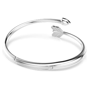 Idyllia Bangle Bileklik, Karışık Kesim, Ok, Beyaz, Rodyum Kaplama