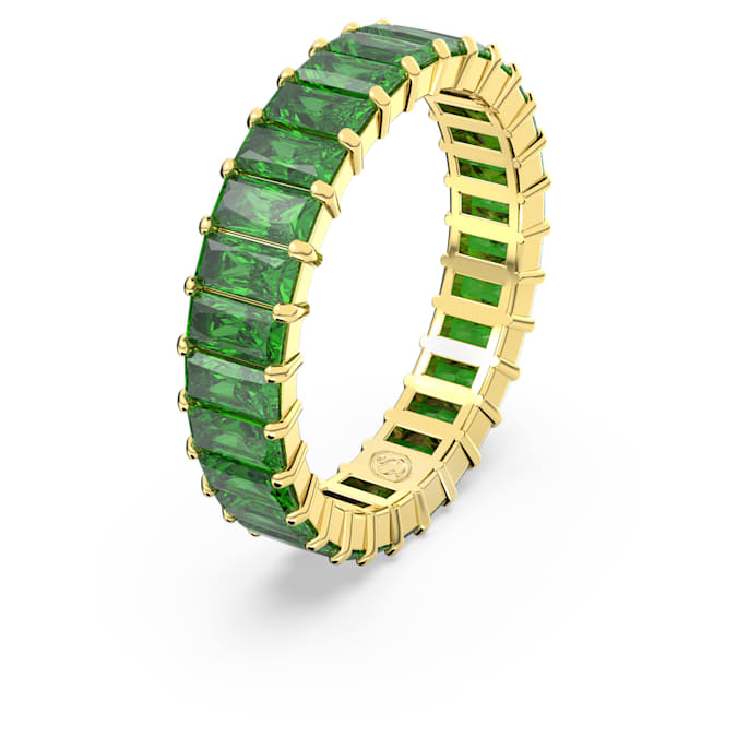 Matrix Yüzük, Baget Kesim, Yeşil, Sarı Altın Rengi Kaplama