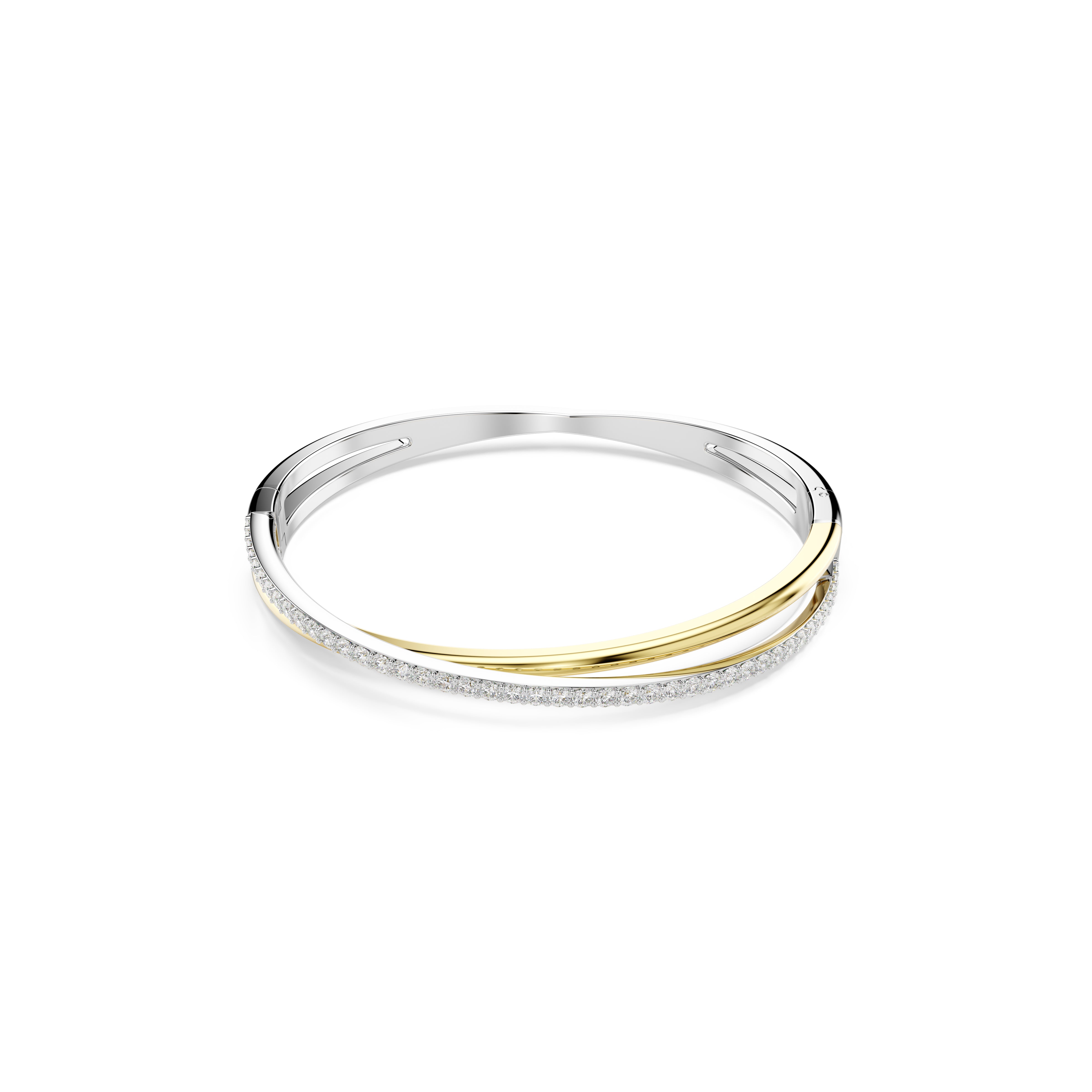 Hyperbola Bangle Bileklik, Round Cut, Beyaz, Karişik Metal Kaplama