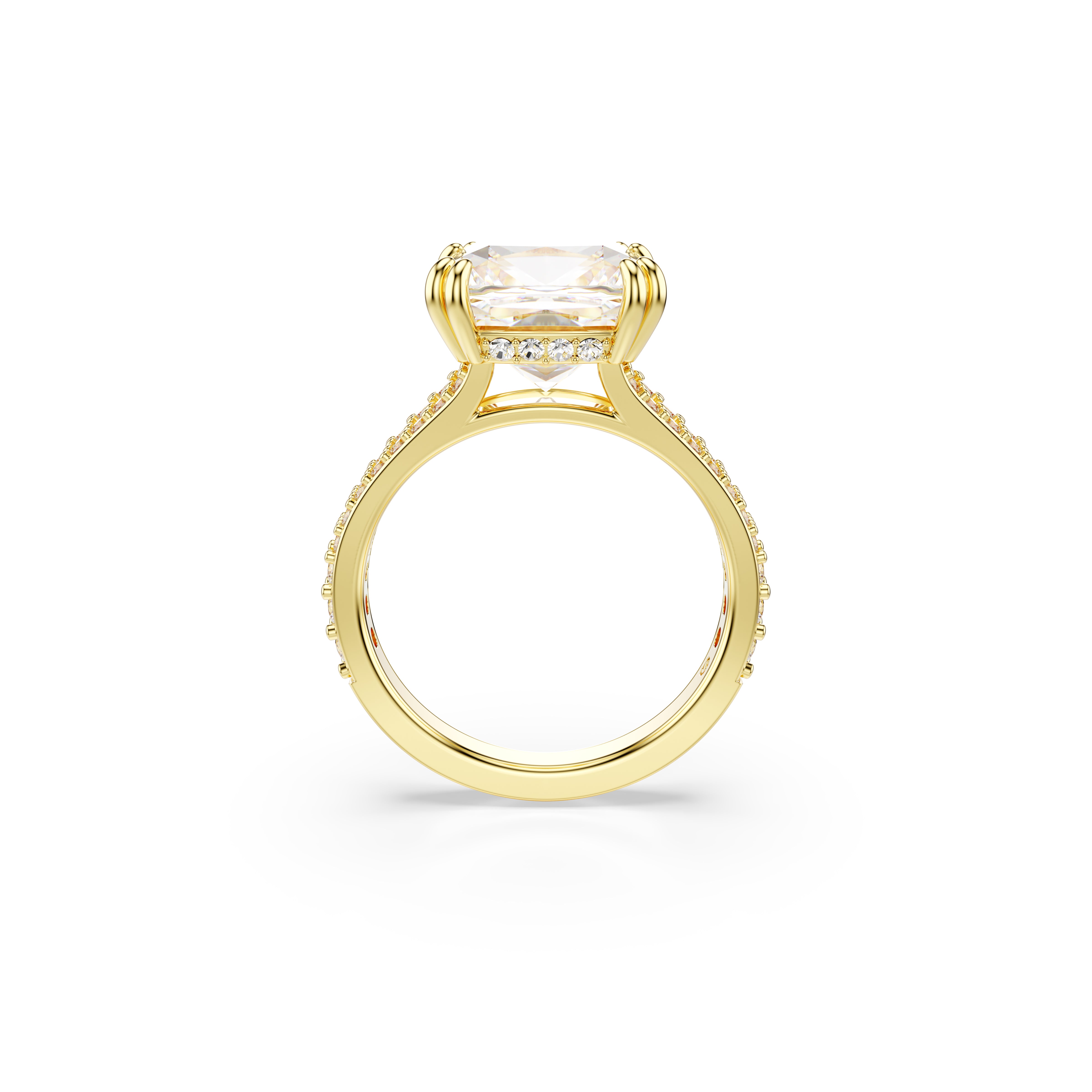 Stilla Kokteyl Yüzük, Square Cut, Beyaz, Sari Altin Rengi Kaplama, 60