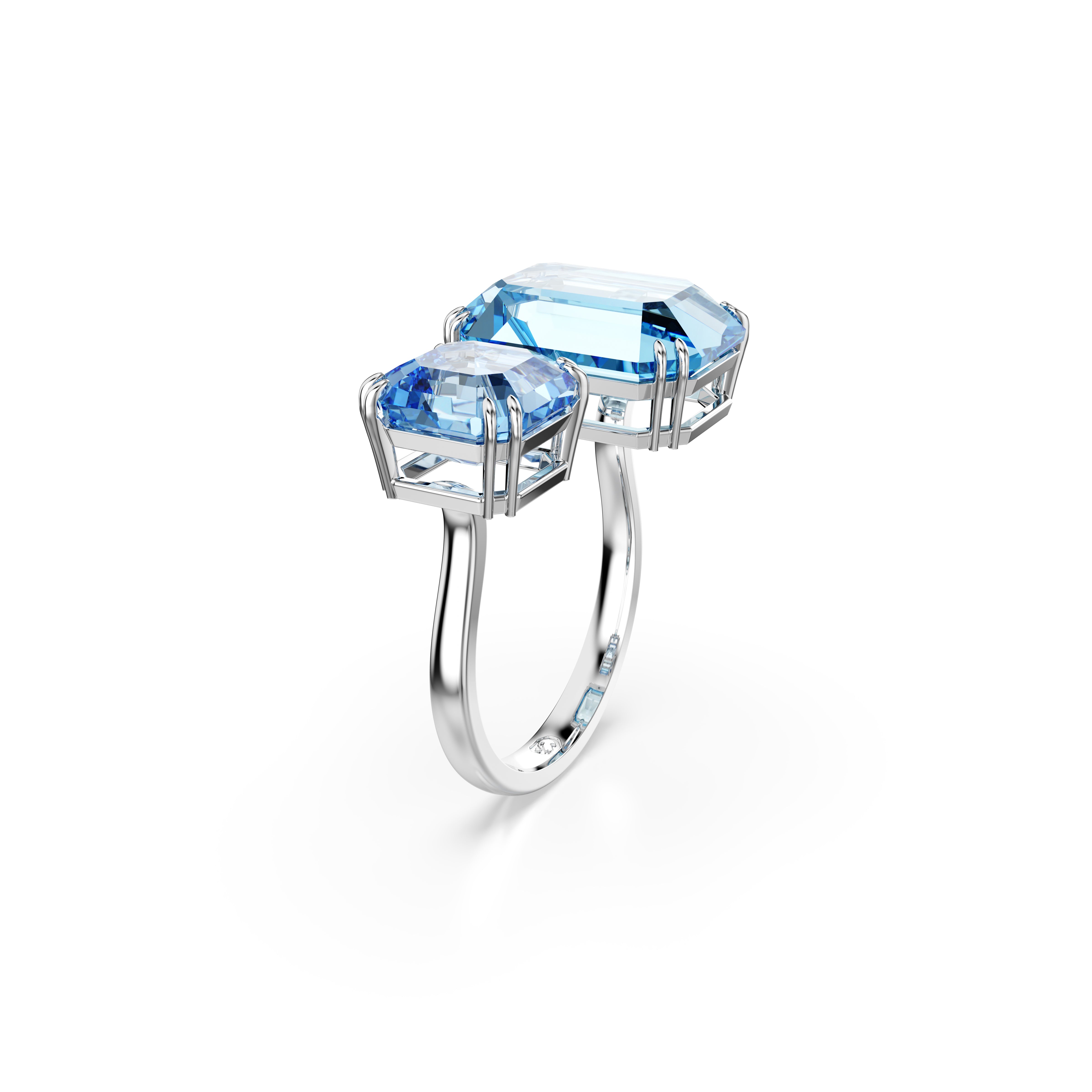 Millenia Open Ring, Octagon Cut, Blue, Rhodium Plated