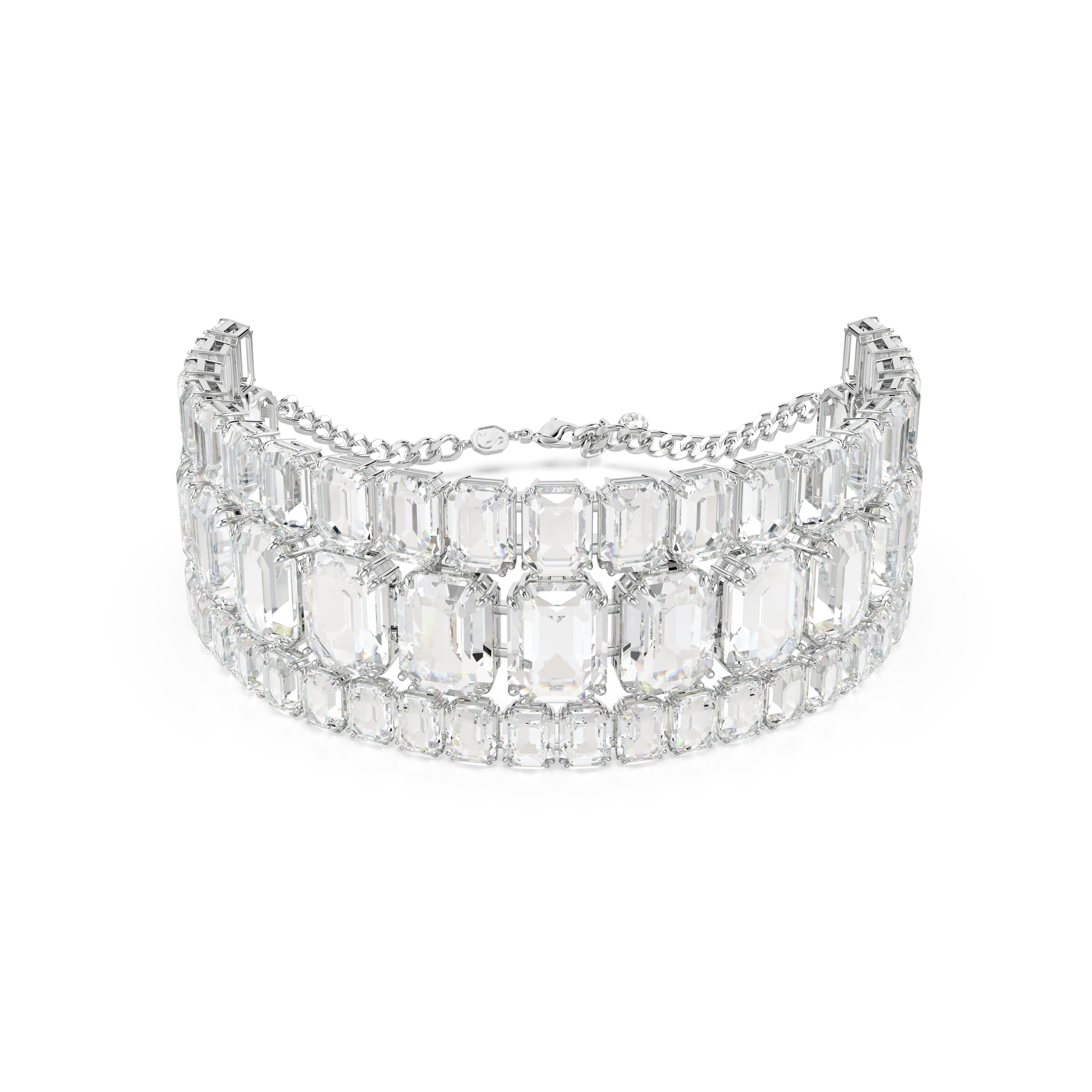 Millenia Choker Kolye, Octagon Cut, Beyaz, Rodyum Kaplama