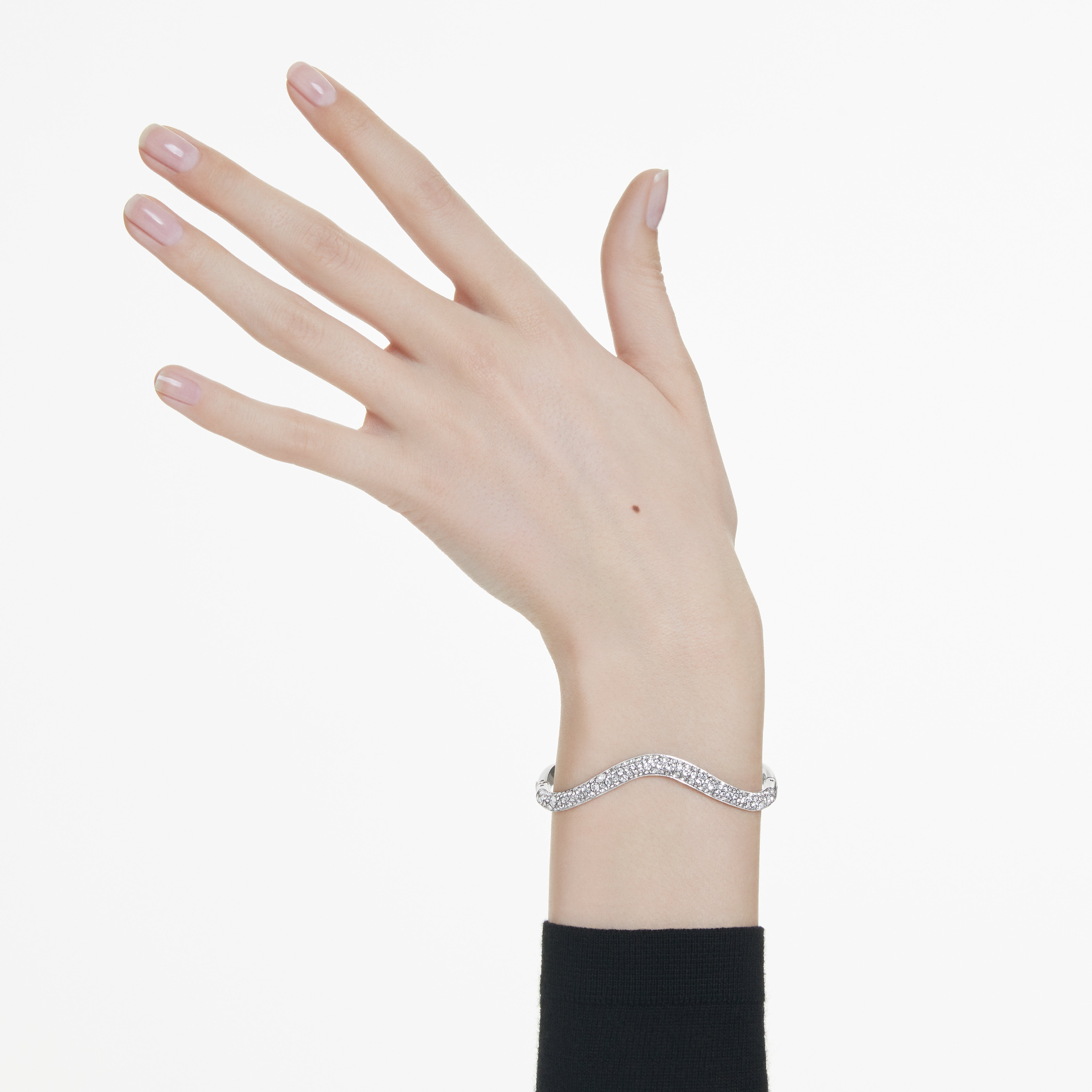 Sublima Bangle Bileklik, Yuvarlak Kesim, Beyaz, Rodyum Kaplama