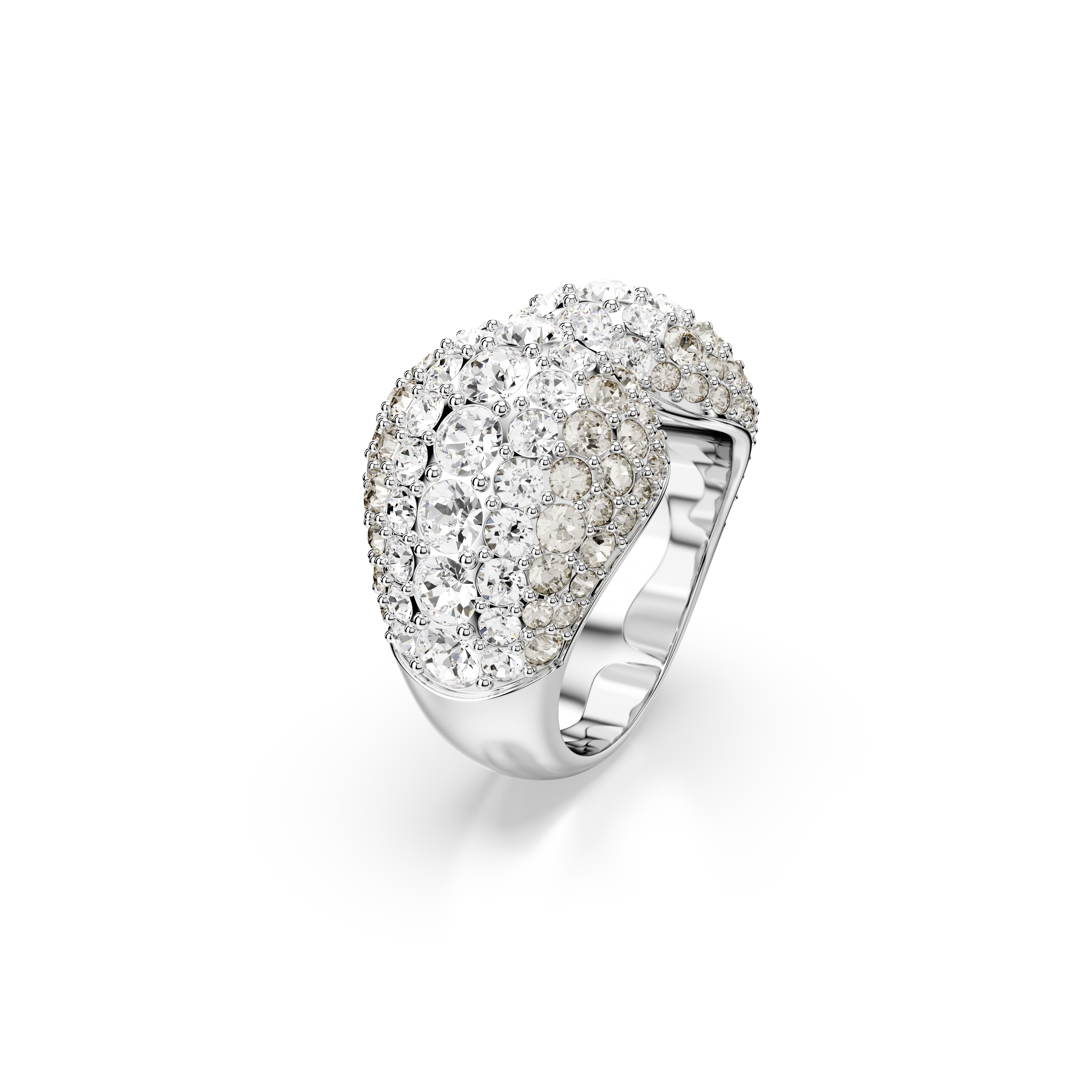 Sublima Kokteyl Yüzük, Round Cut, Beyaz Rodyum Kaplama, 50