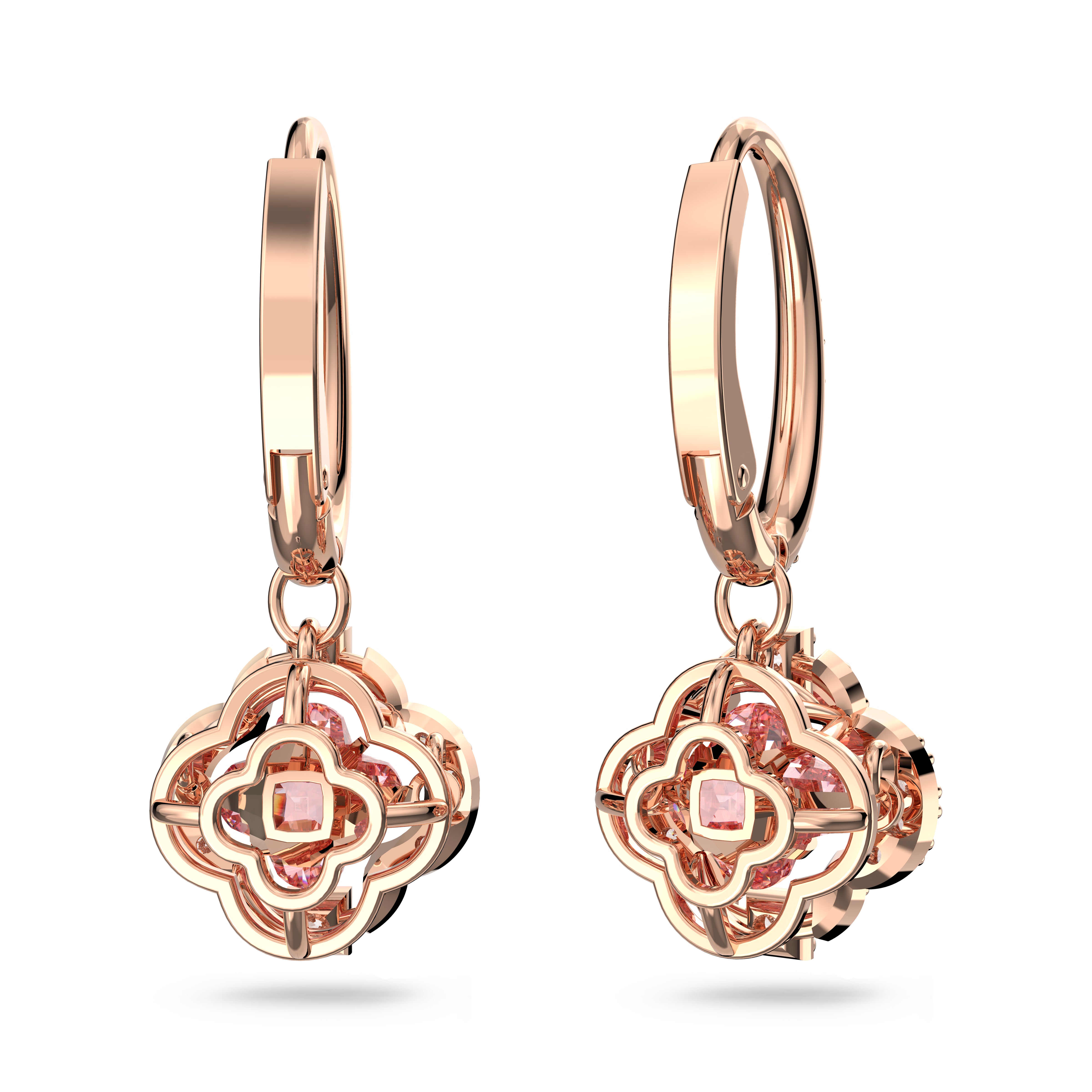 Sparkling Dc Clover Küpe, Pembe, Pembe Altin Rengi Kaplama