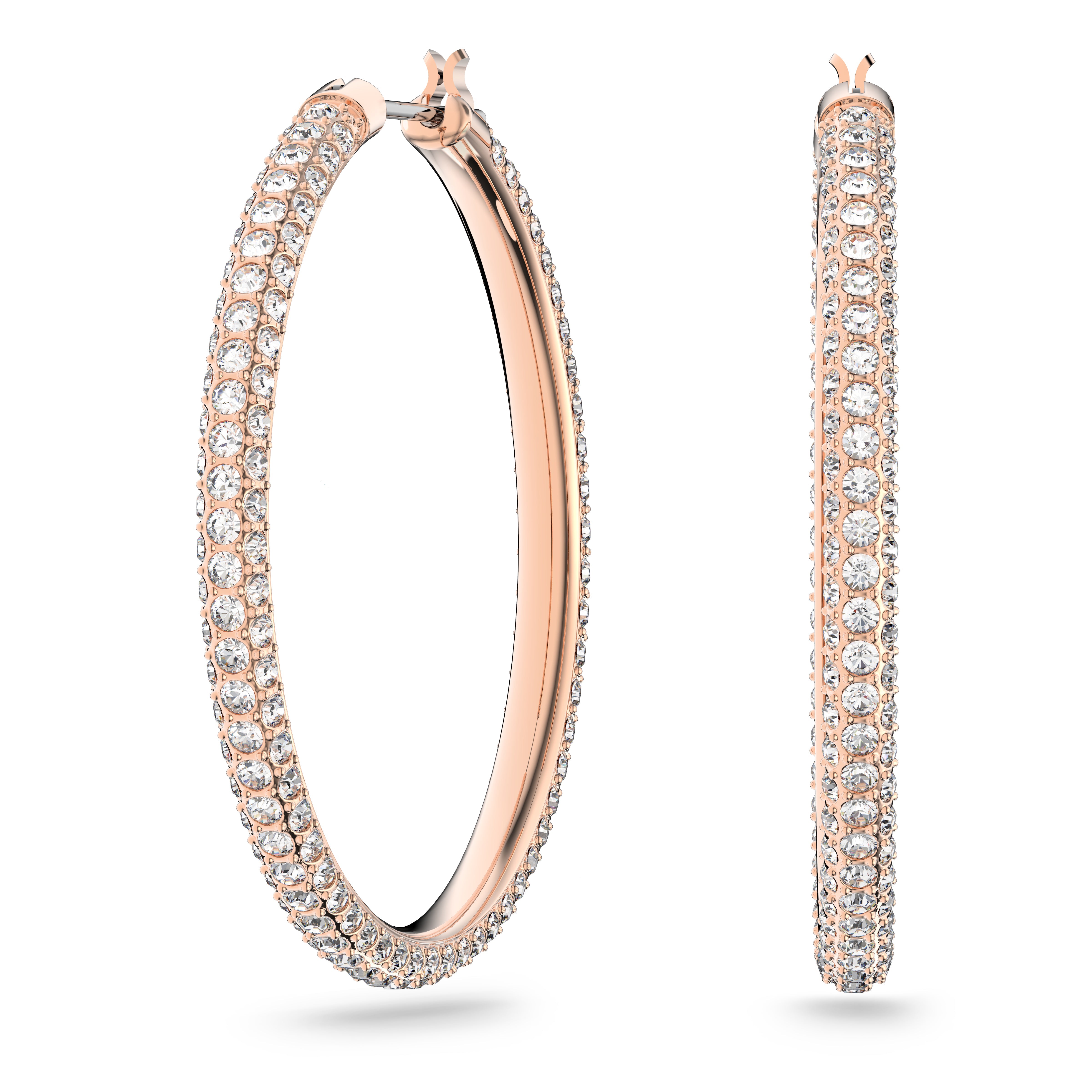Stone Hoop Küpe, Pembe, Pembe Altın Rengi Kaplama