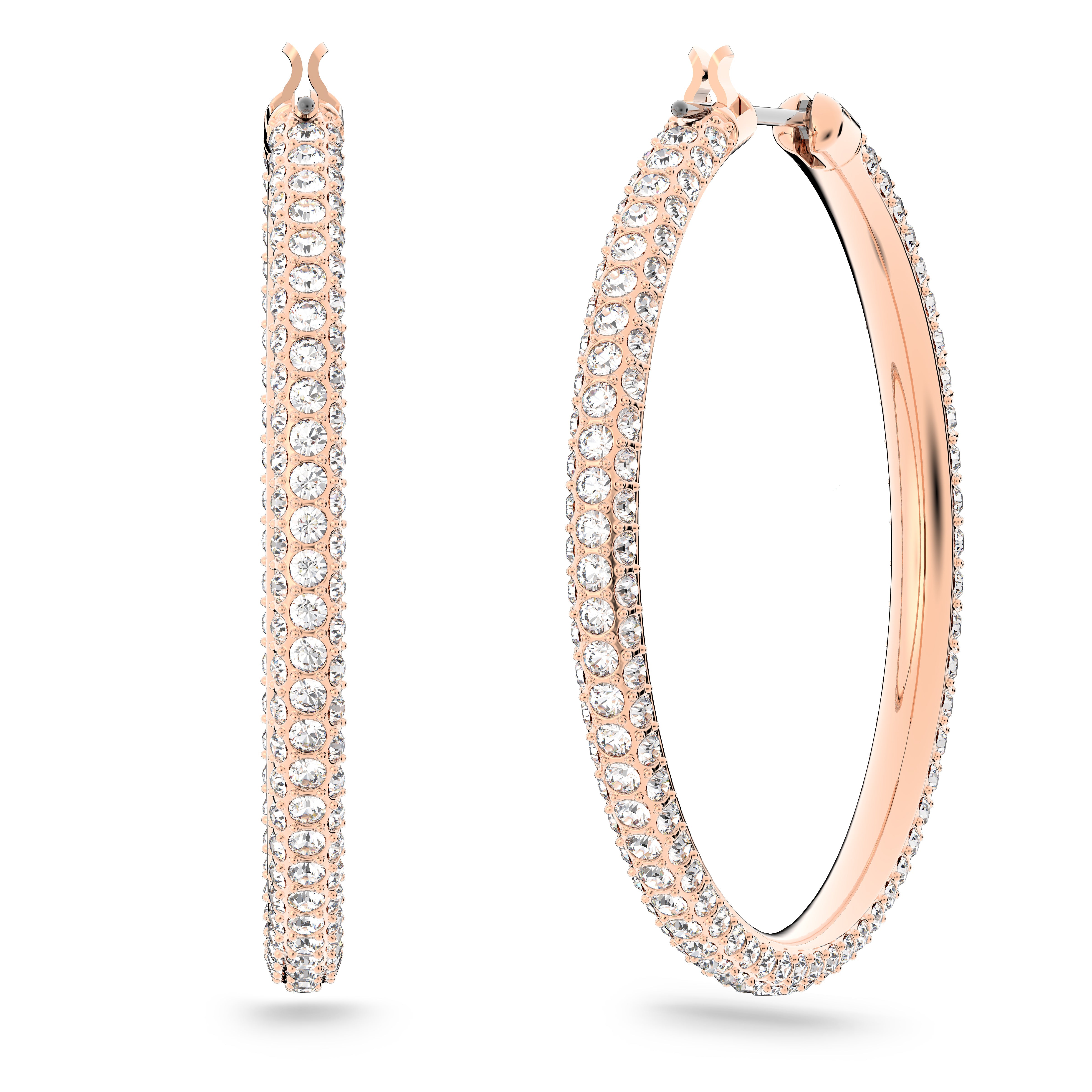 Stone Hoop Küpe, Pembe, Pembe Altın Rengi Kaplama
