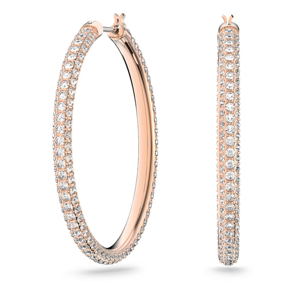 Stone Hoop Küpe, Pembe, Pembe Altin Rengi Kaplama