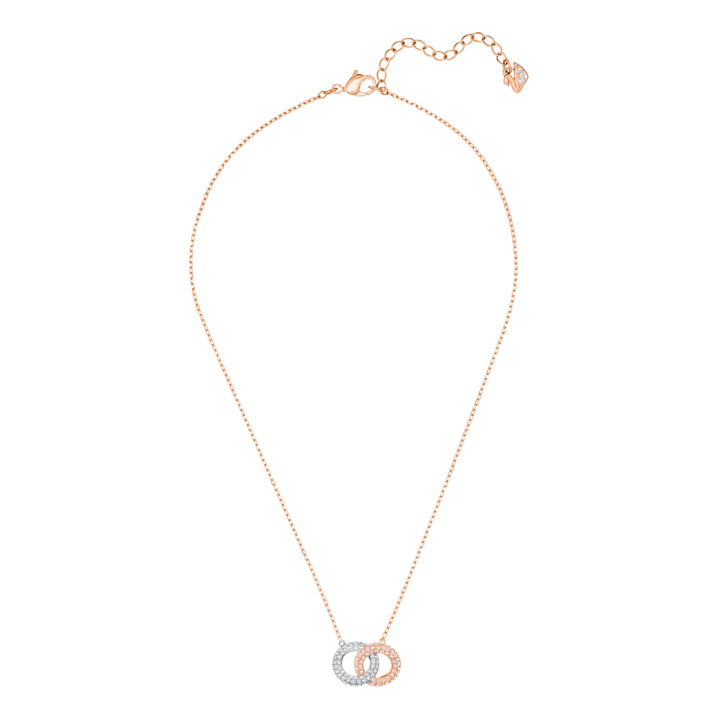 Stone Double Kolye, Beyaz, Pembe Altin Rengi Kaplama