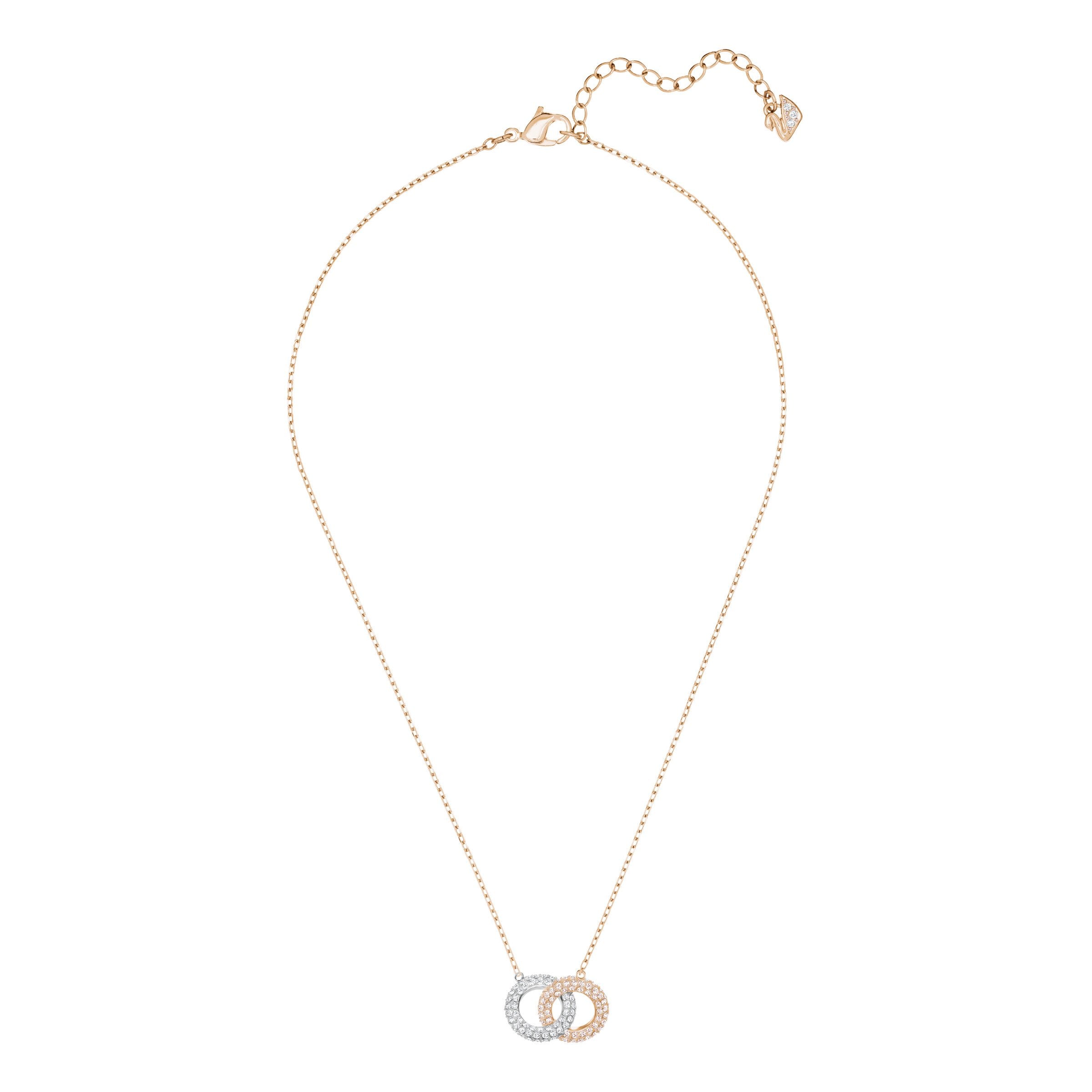 Stone Double Kolye, Beyaz, Pembe Altin Rengi Kaplama