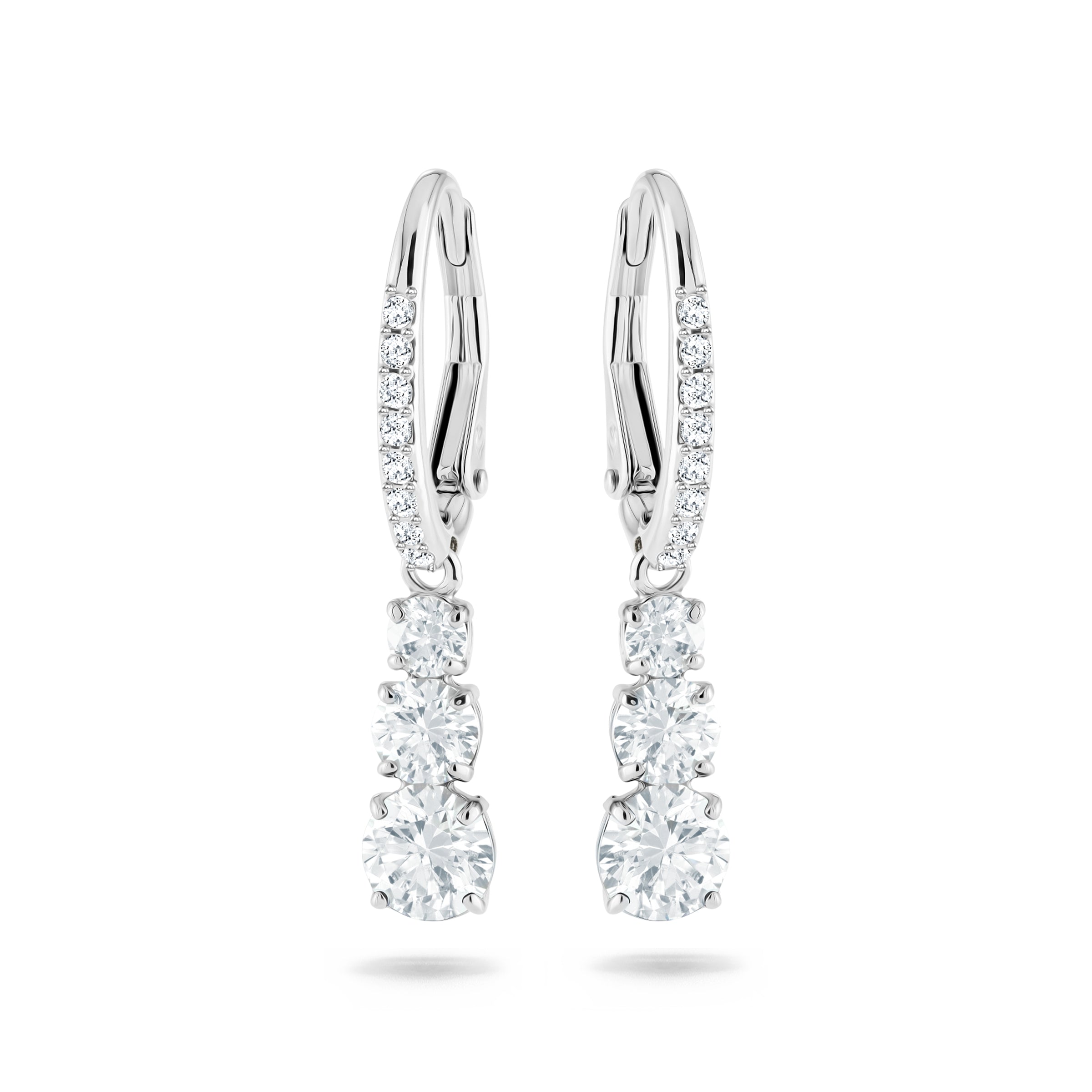 Attract Trilogy Round Küpe, Beyaz, Rodyum Kaplama