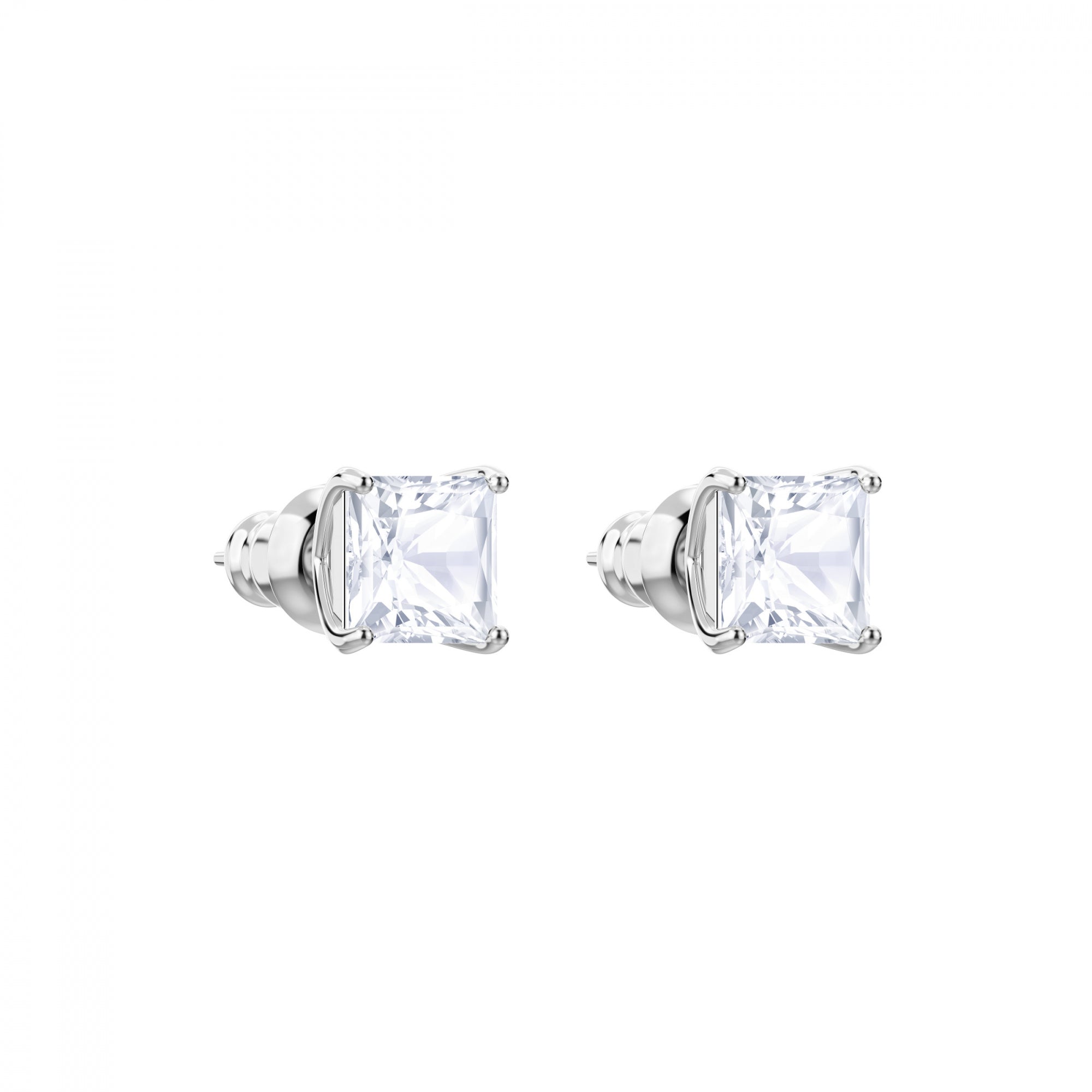 Angelic Stud Küpe, Square Cut, Beyaz, Rodyum Kaplama