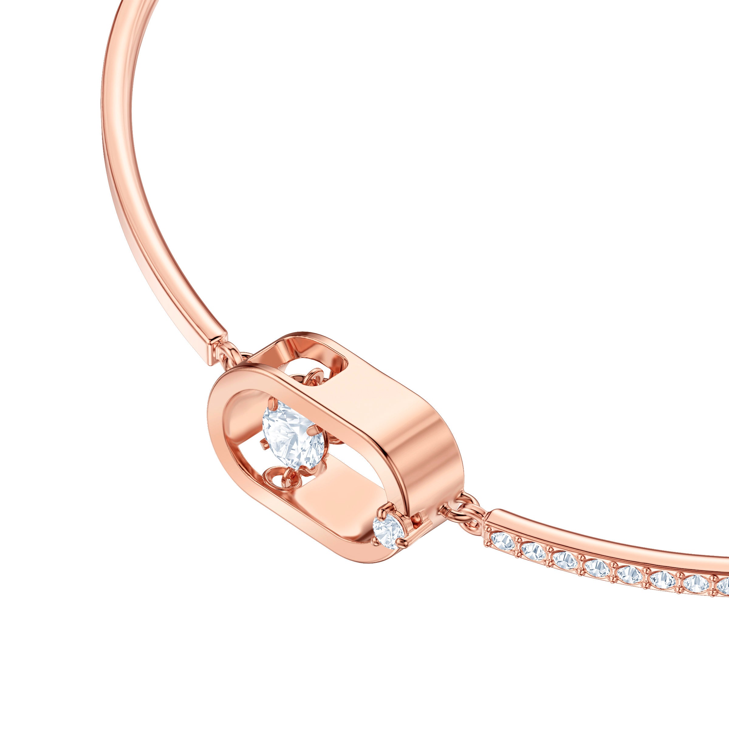 Sparkling Dc Oval Bileklik, North, Beyaz, Pembe Altin Rengi Kaplama