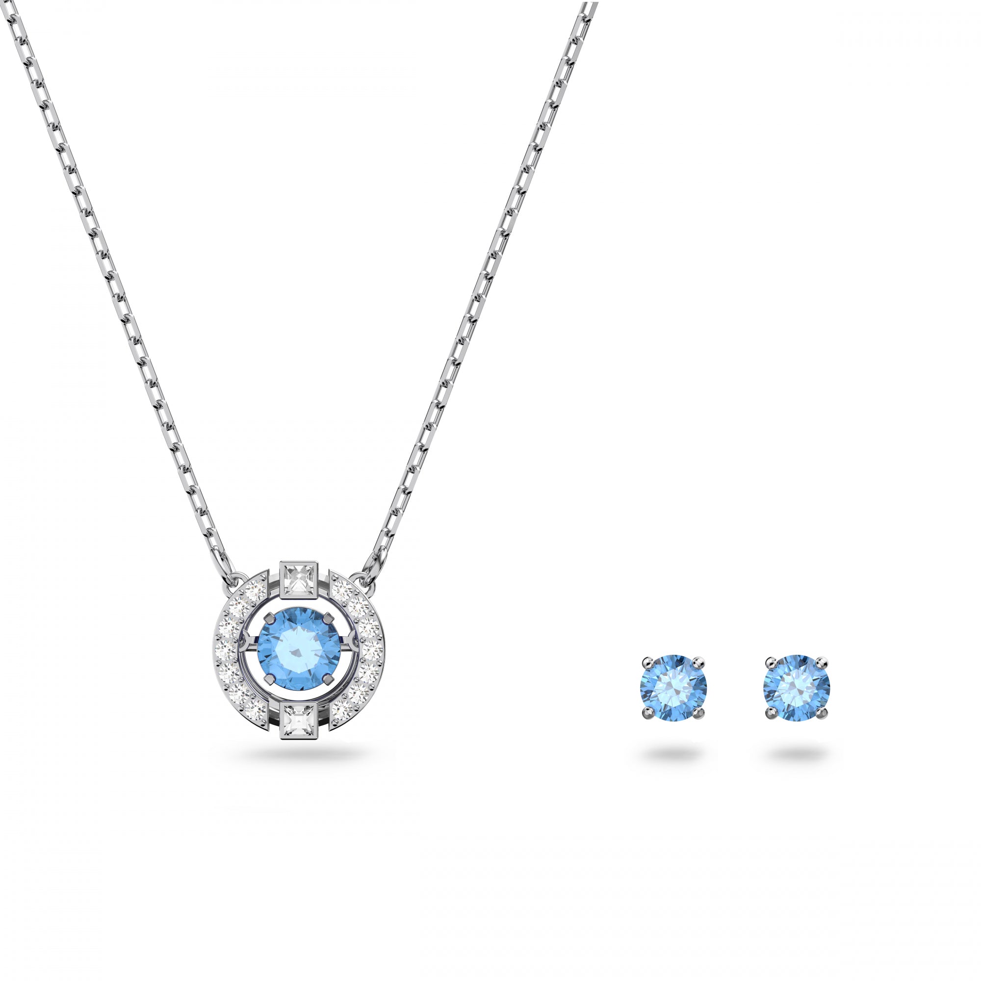 Sparkling Dc Round Set, Mavi, Rodyum Kaplama