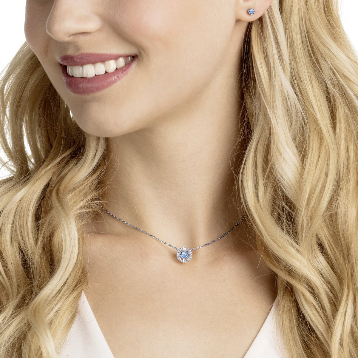 Sparkling Dc Round Set, Mavi, Rodyum Kaplama