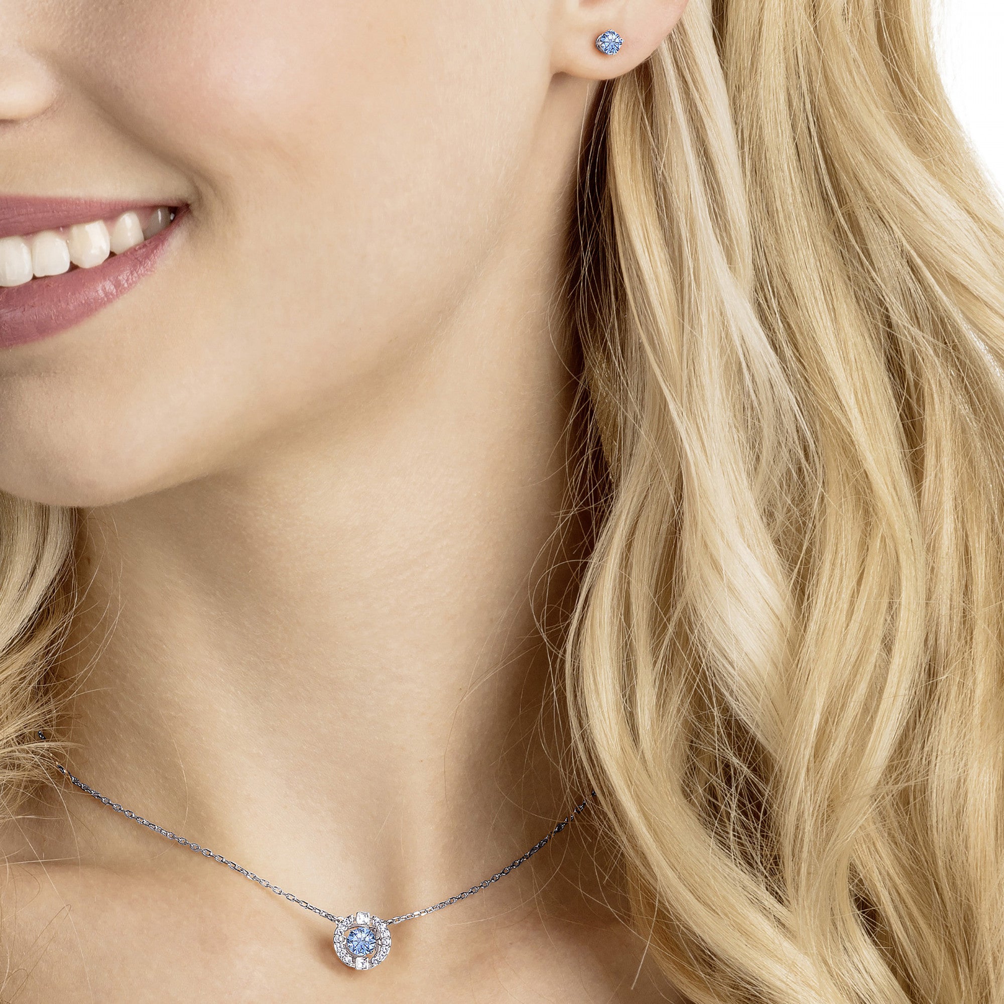 Sparkling Dc Round Set, Mavi, Rodyum Kaplama