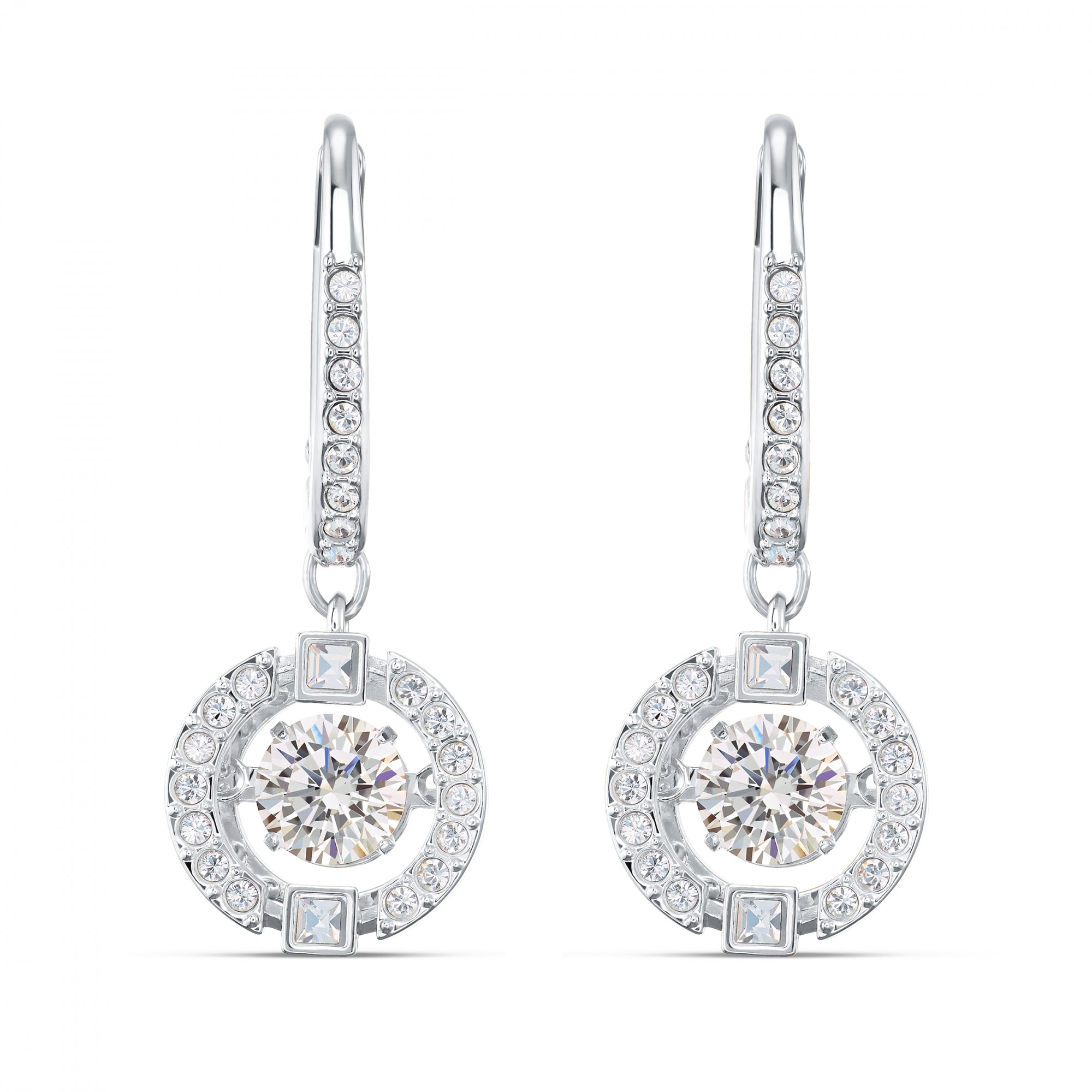 Sparkling Dc Drop Küpe, Beyaz, Rodyum Kaplama