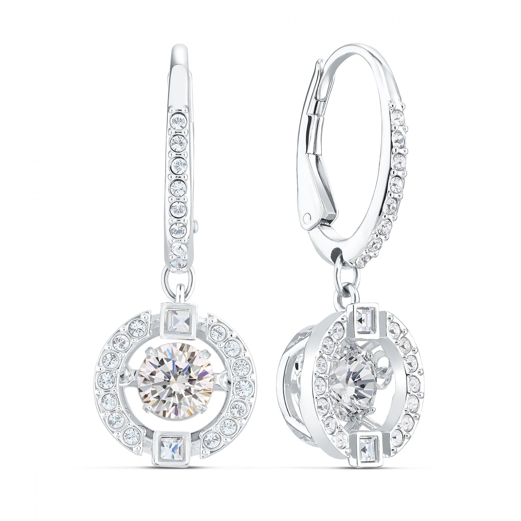 Sparkling Dc Drop Küpe, Beyaz, Rodyum Kaplama