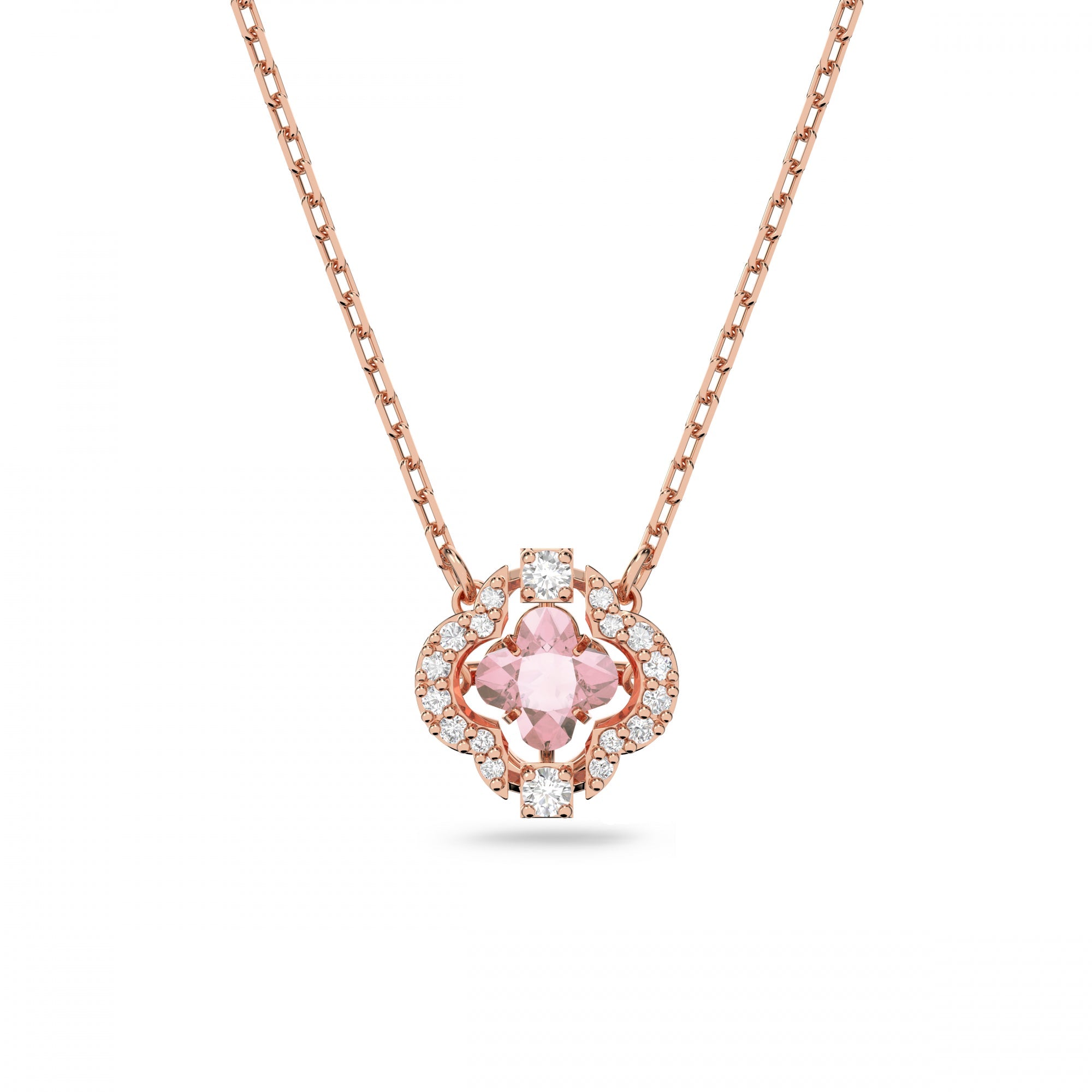 Sparkling Dc Clover Kolye, Pembe, Pembe Altın Rengi Kaplama