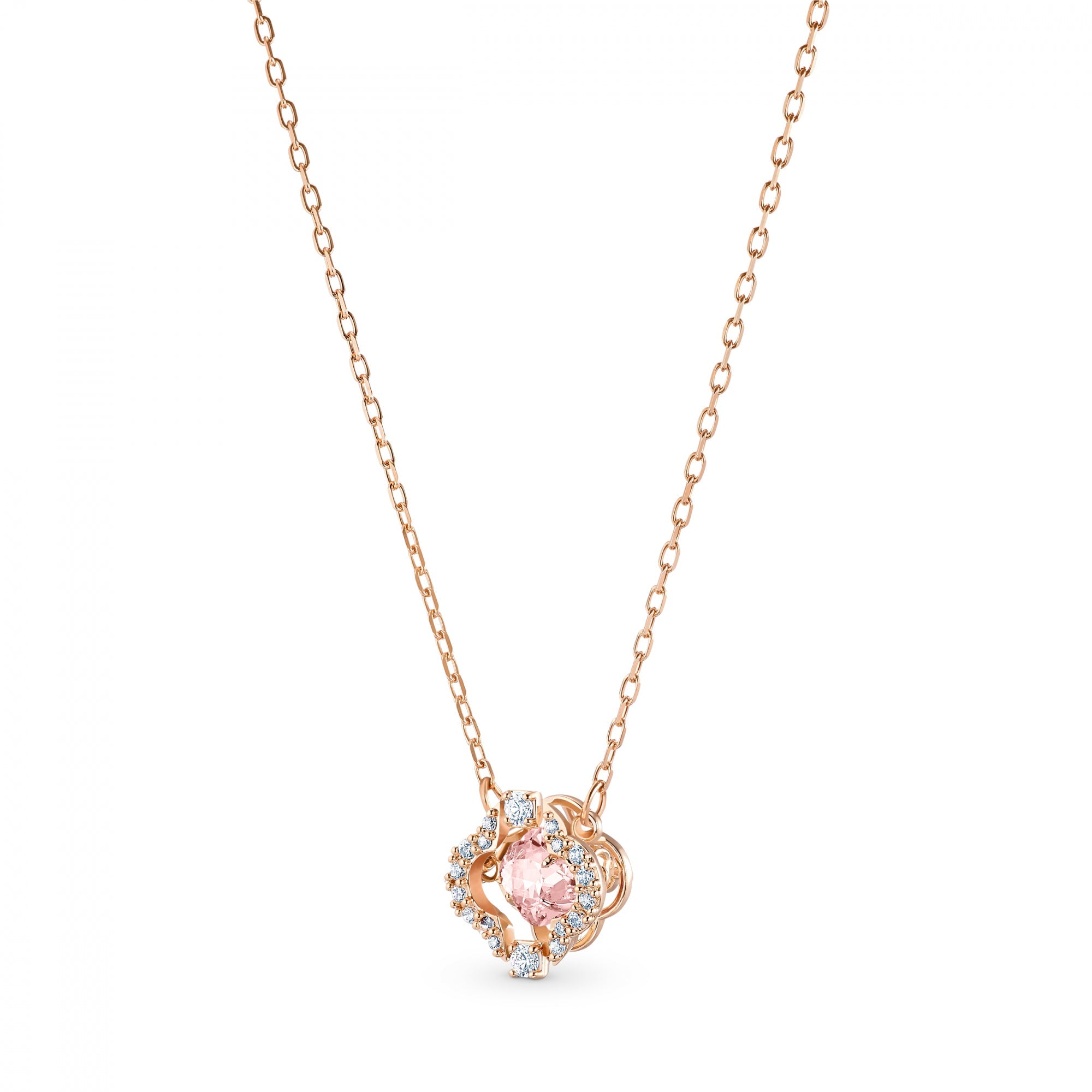 Sparkling Dc Clover Kolye, Pembe, Pembe Altın Rengi Kaplama