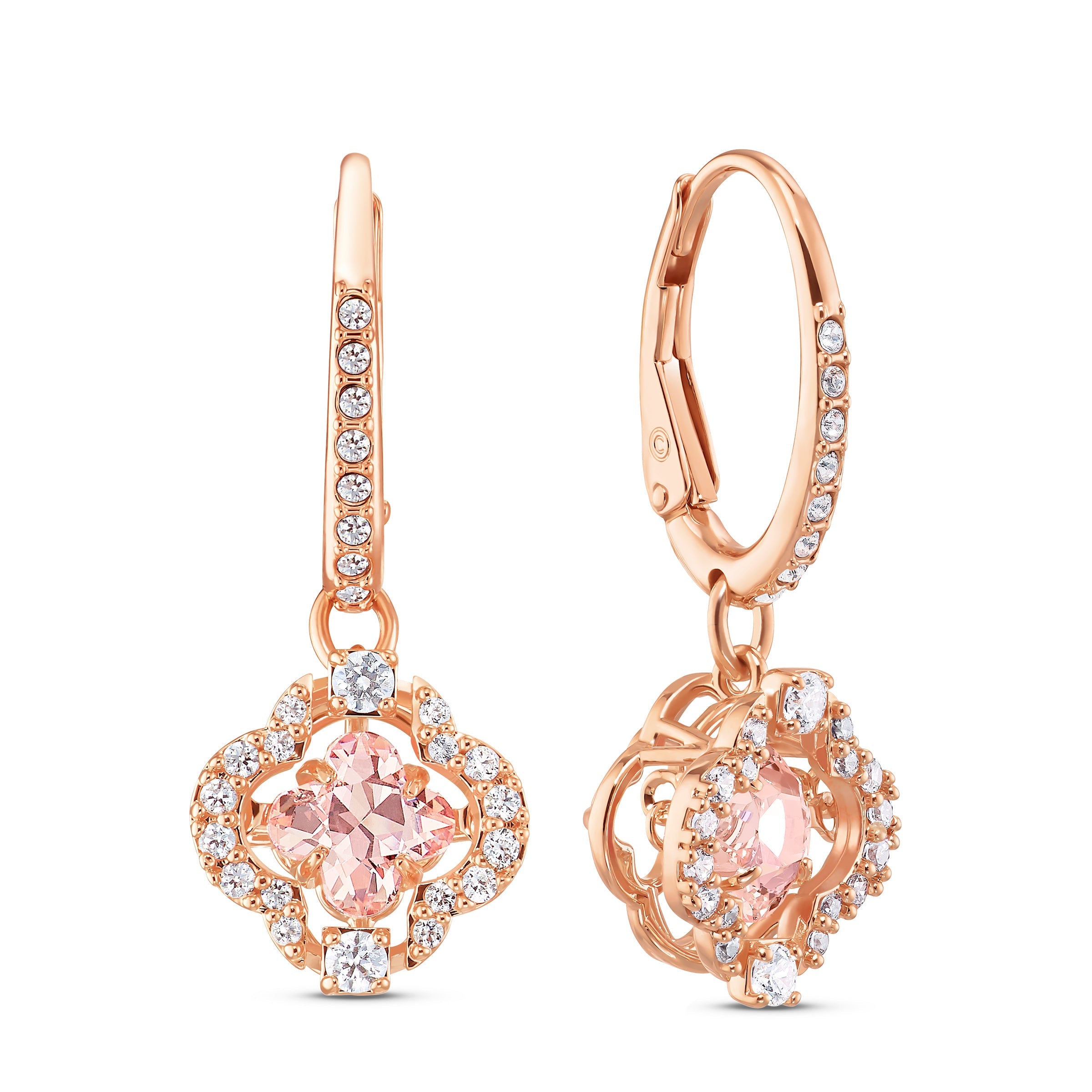 Sparkling Dc Clover Küpe, Pembe, Pembe Altın Rengi Kaplama