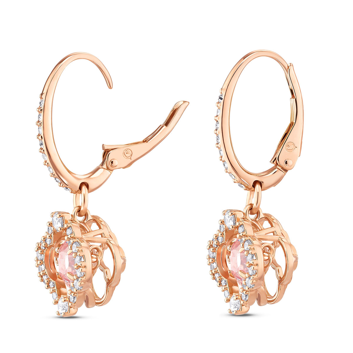 Sparkling Dc Clover Küpe, Pembe, Pembe Altın Rengi Kaplama