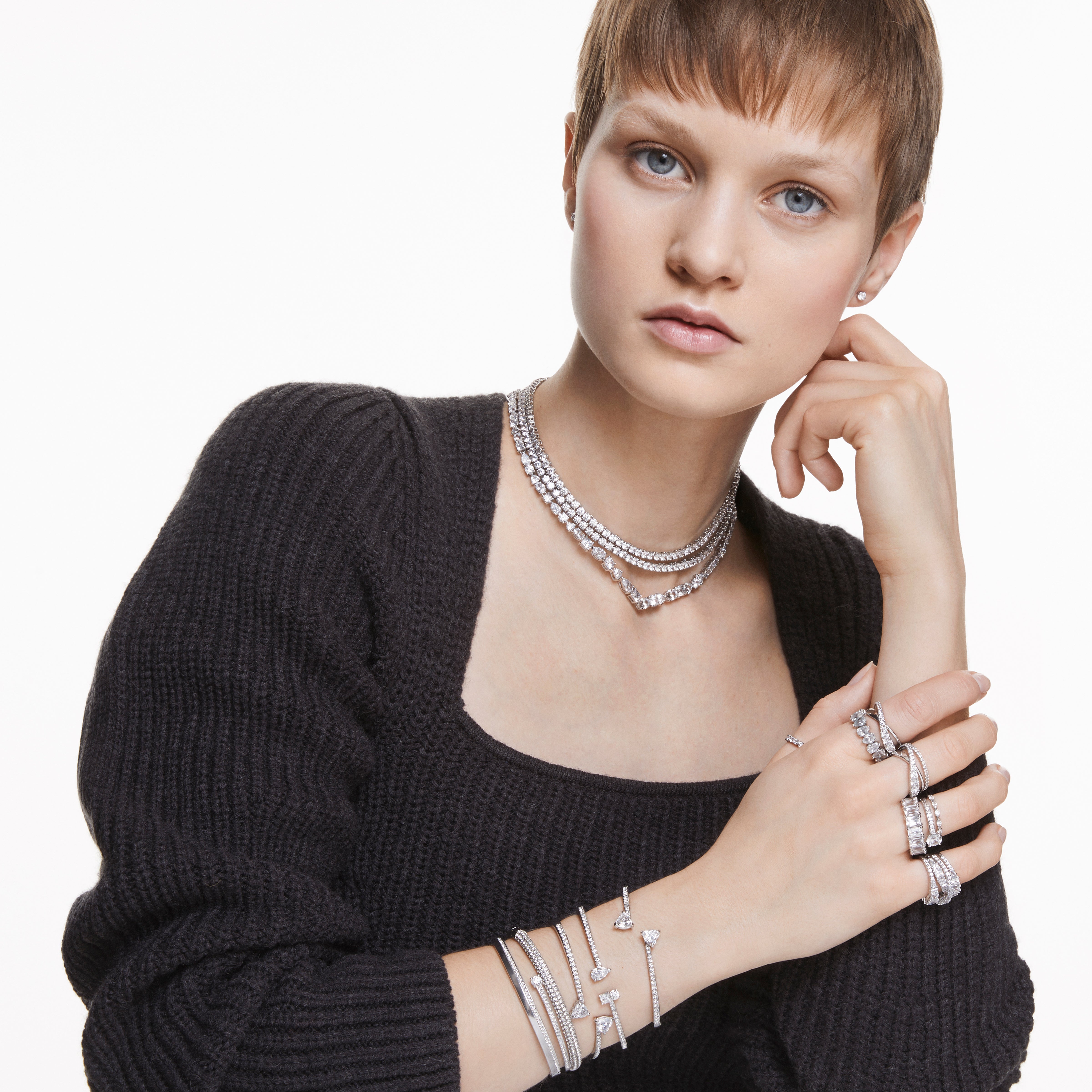 Attract Cuff Bileklik, Beyaz, Rodyum Kaplama