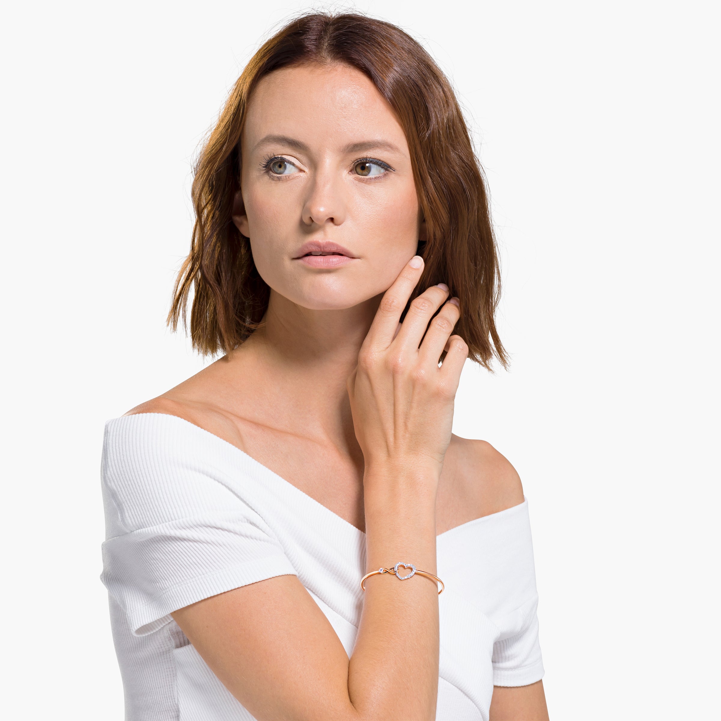 Hyperbola Bileklik, Sonsuzluk Ve Kalp, Beyaz, Karişik Metal Yüzey