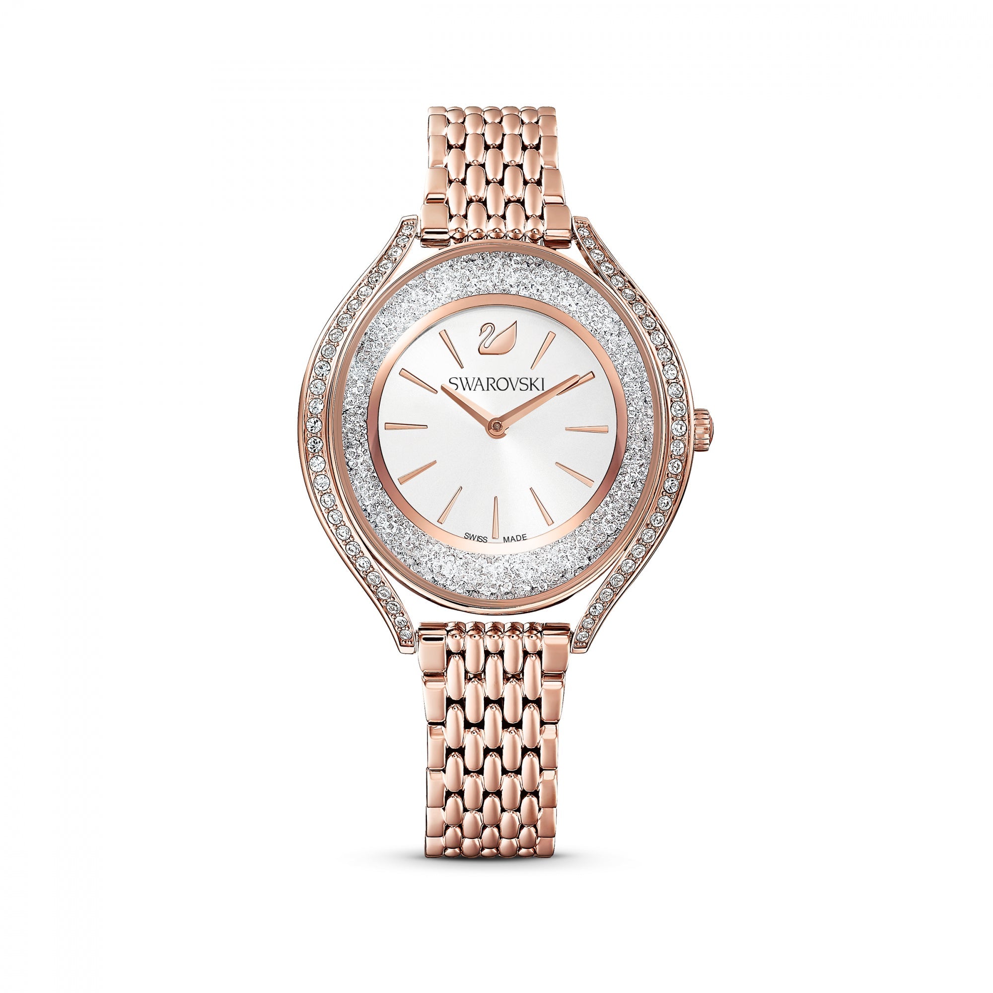 Crystalline Aura Saat, Metal Bileklik, Beyaz, Pembe Altın Rengi Kaplama