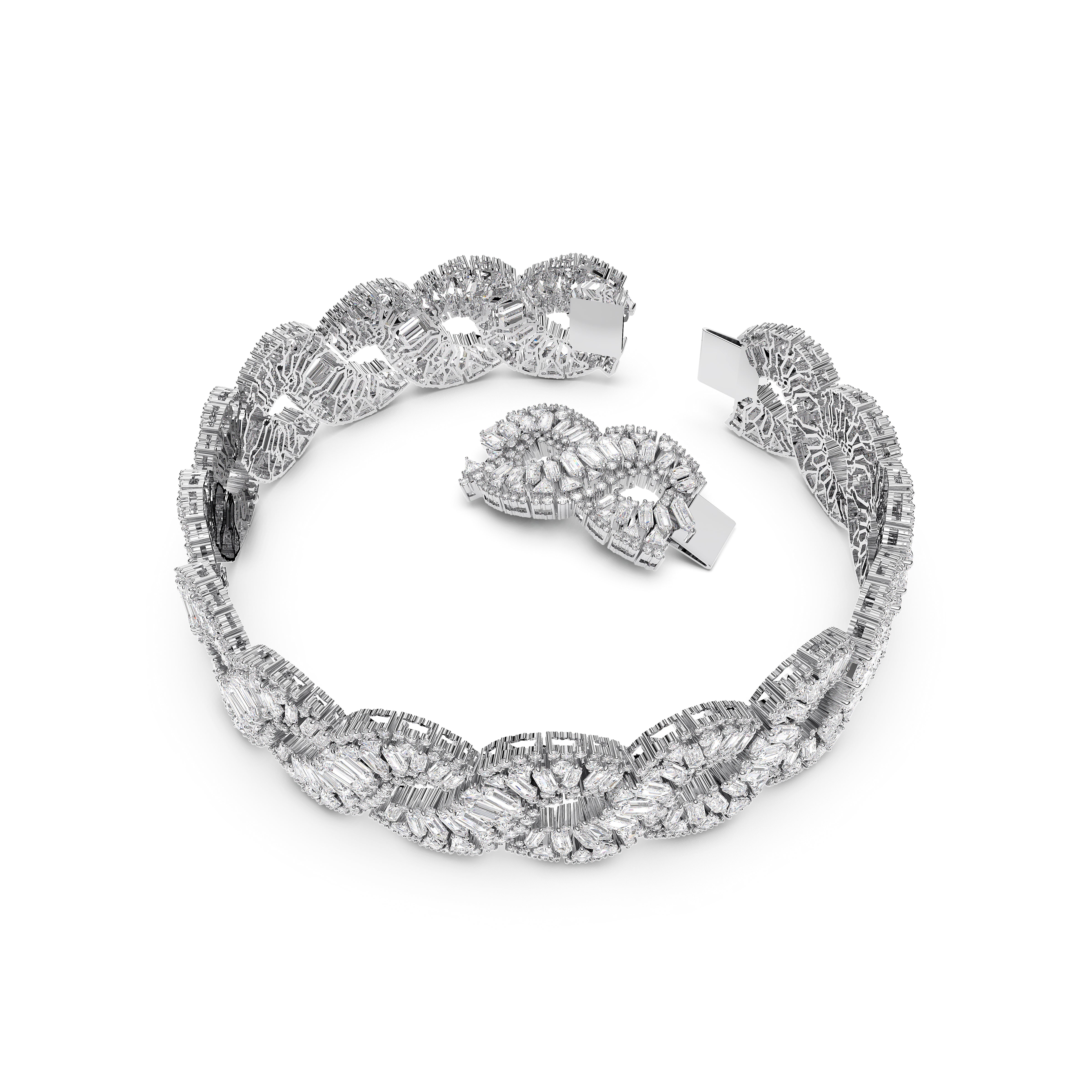 Hyberbola Choker Kolye, Mixed Cuts, Infinity, Beyaz, Rodyum Kaplama