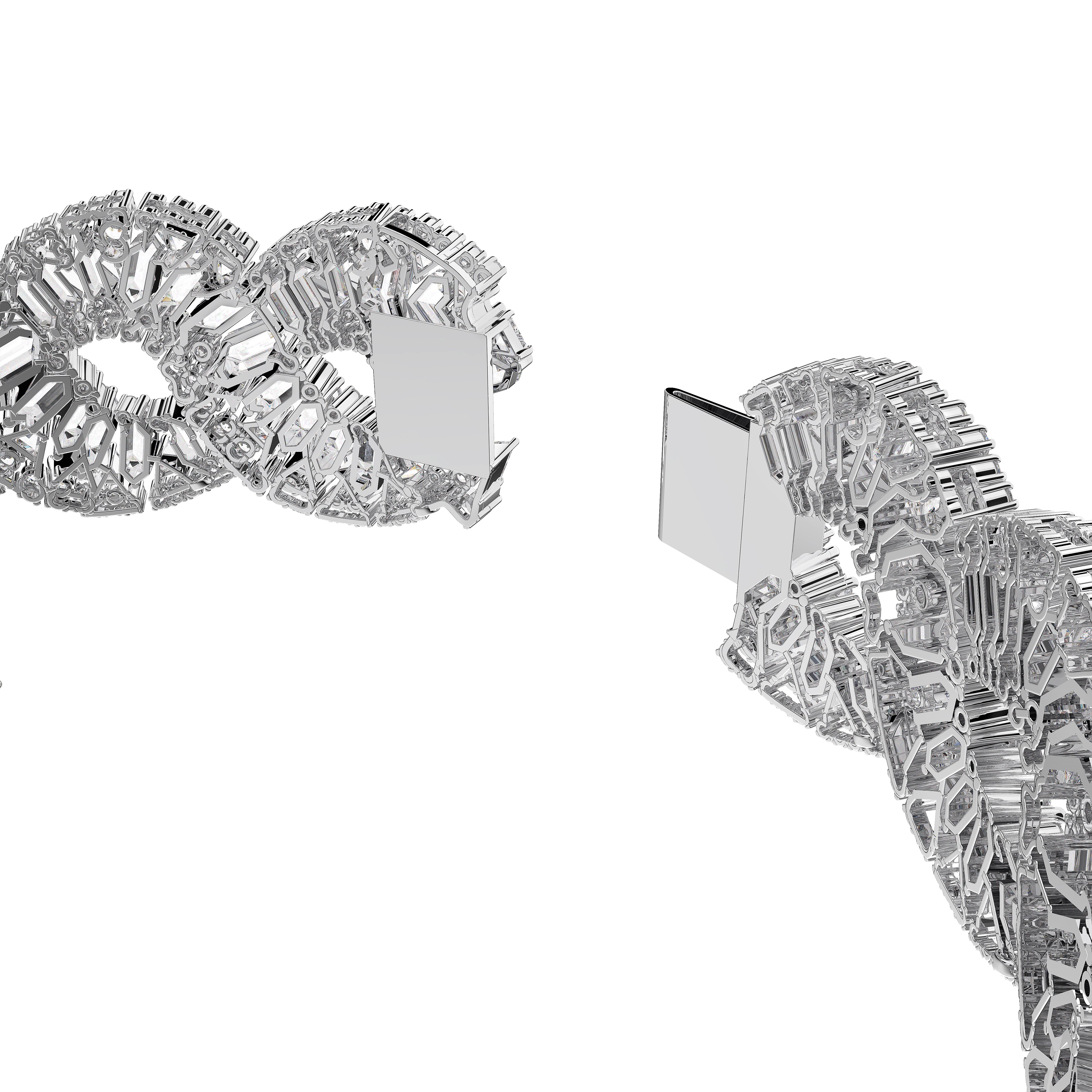 Hyberbola Choker Kolye, Mixed Cuts, Infinity, Beyaz, Rodyum Kaplama