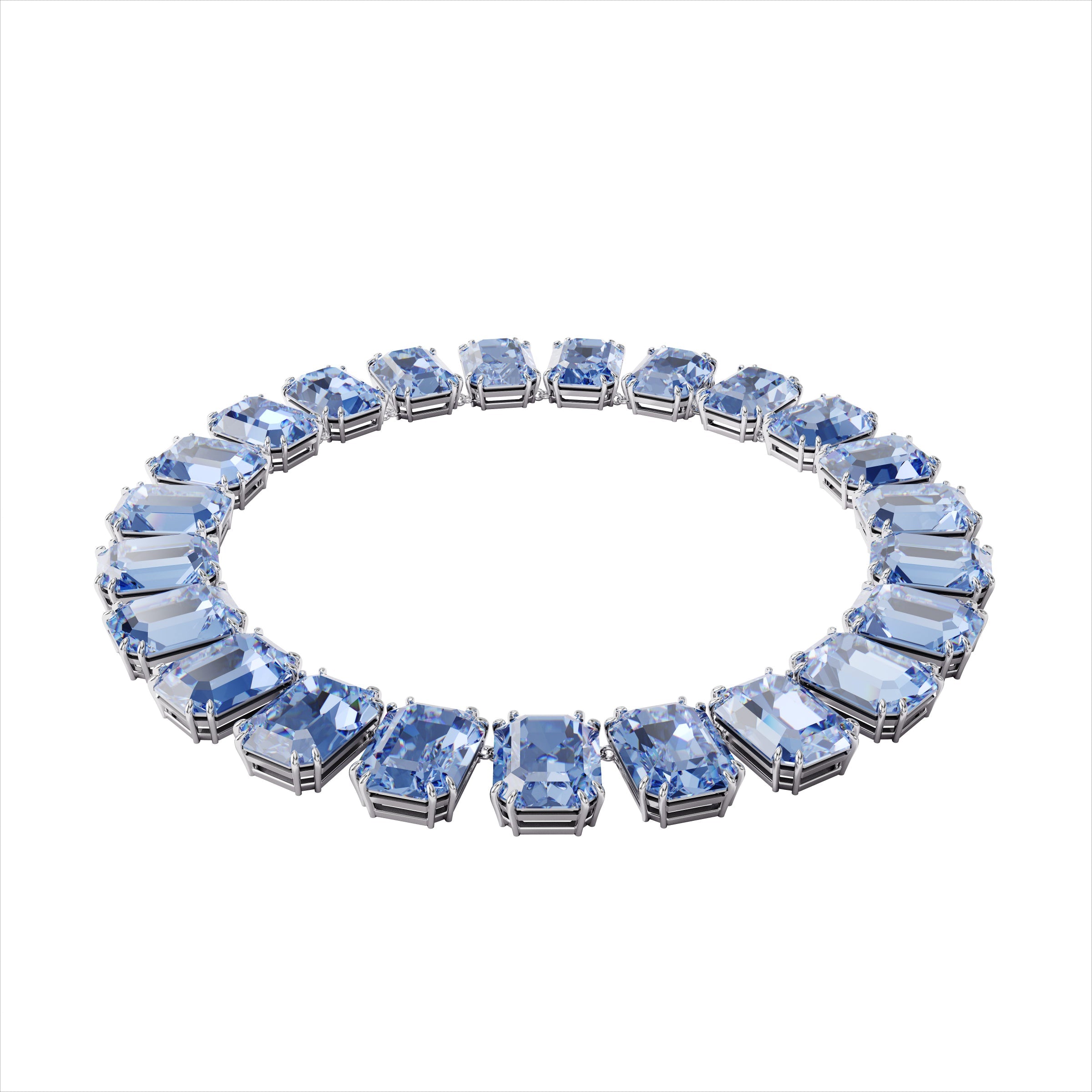 Millenia All Around Kolye, Octagon Cut, Oversized Cyrstals, Mavi, Rodyum kaplama