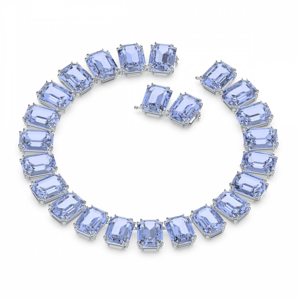 Millenia All Around Kolye, Octagon Cut, Oversized Cyrstals, Mavi, Rodyum kaplama