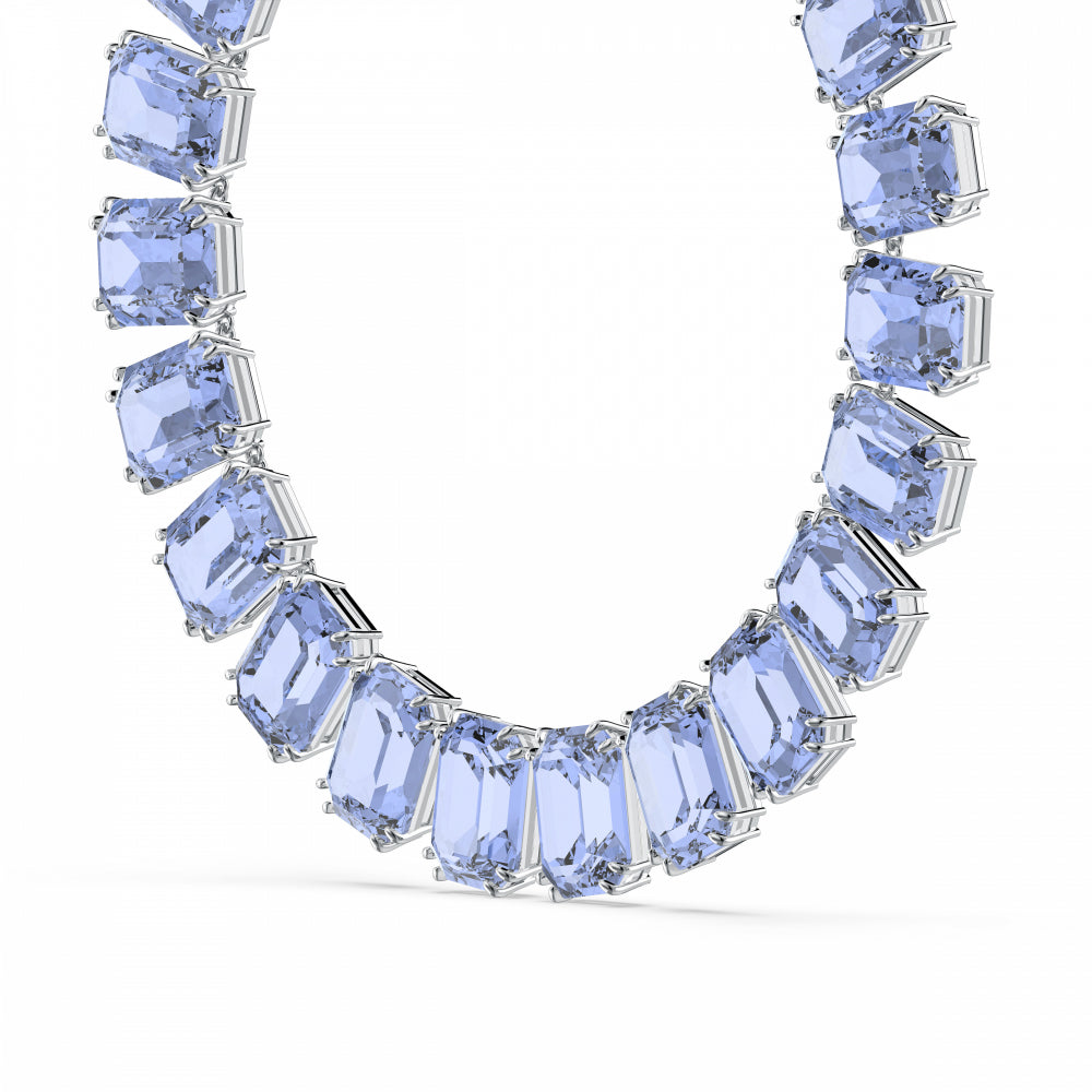 Millenia All Around Kolye, Octagon Cut, Oversized Cyrstals, Mavi, Rodyum kaplama