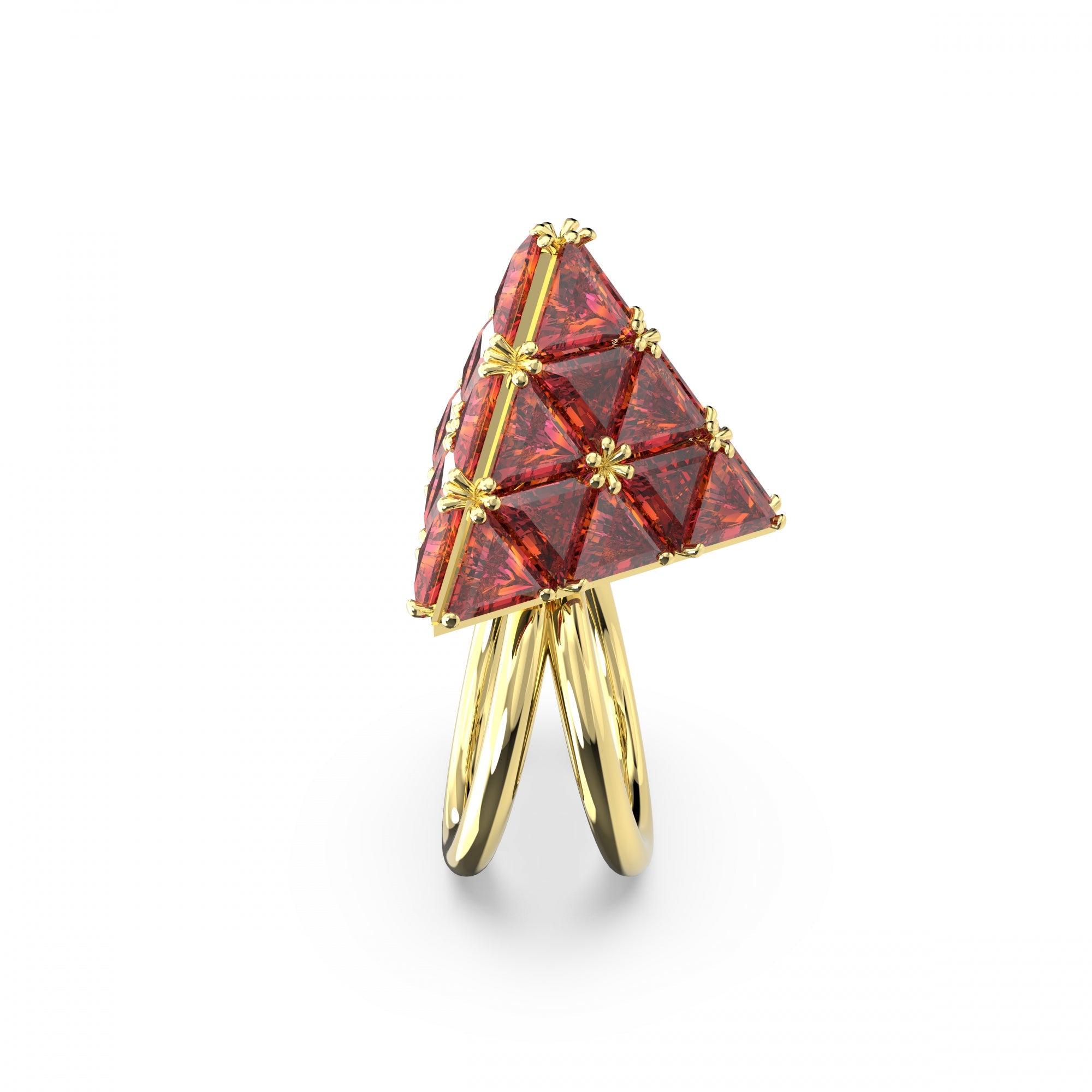 Curiosa Yüzük, Triangle Cut, Triangle, Kırmızı, Sarı Altın Rengi Kaplama, 58