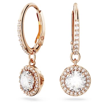 Constella Drop Küpe, Pave, Beyaz, Pembe Altın Rengi Kaplama