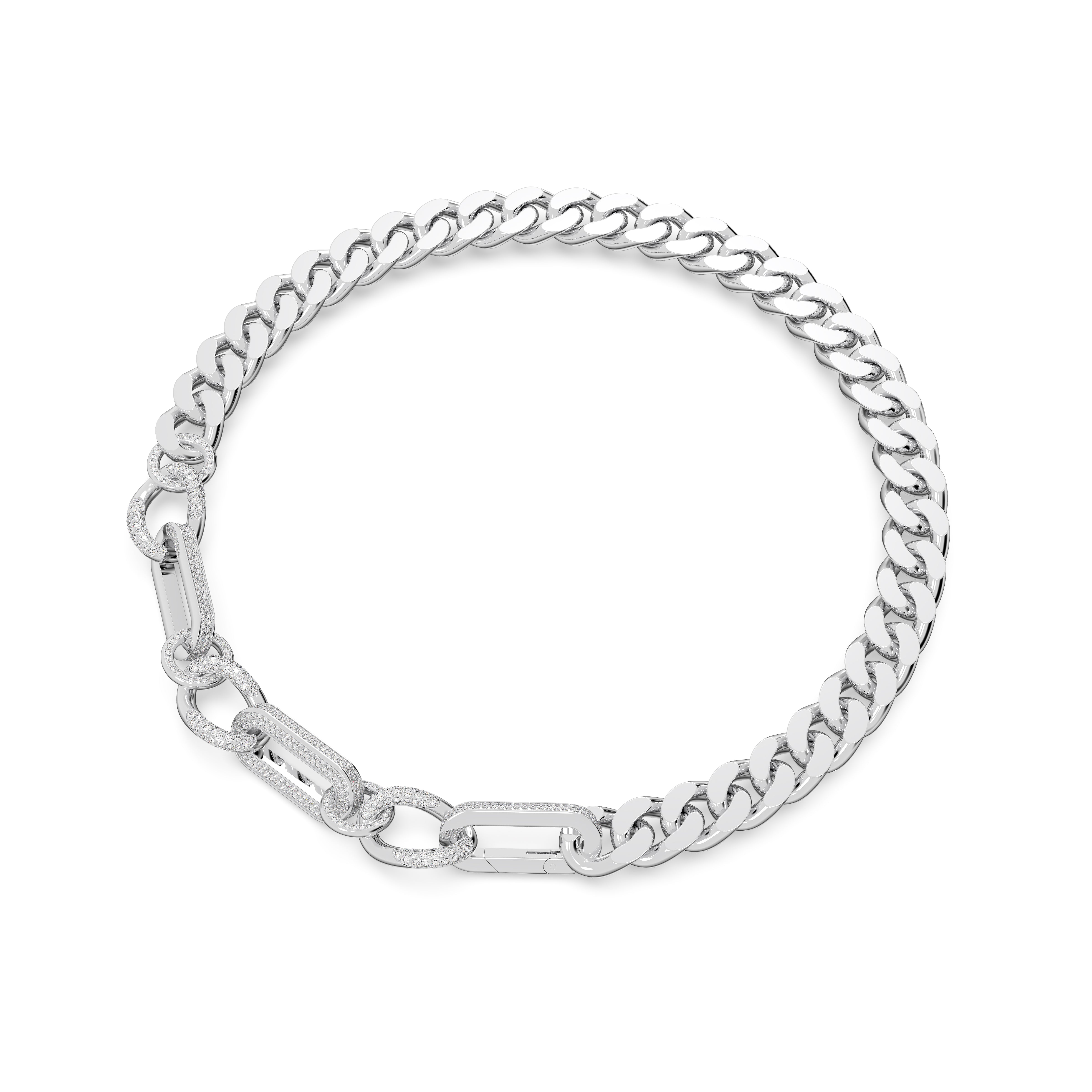 Dextera All Around Kolyetatement, Mixed Links, Beyaz, Rodyum Kaplama