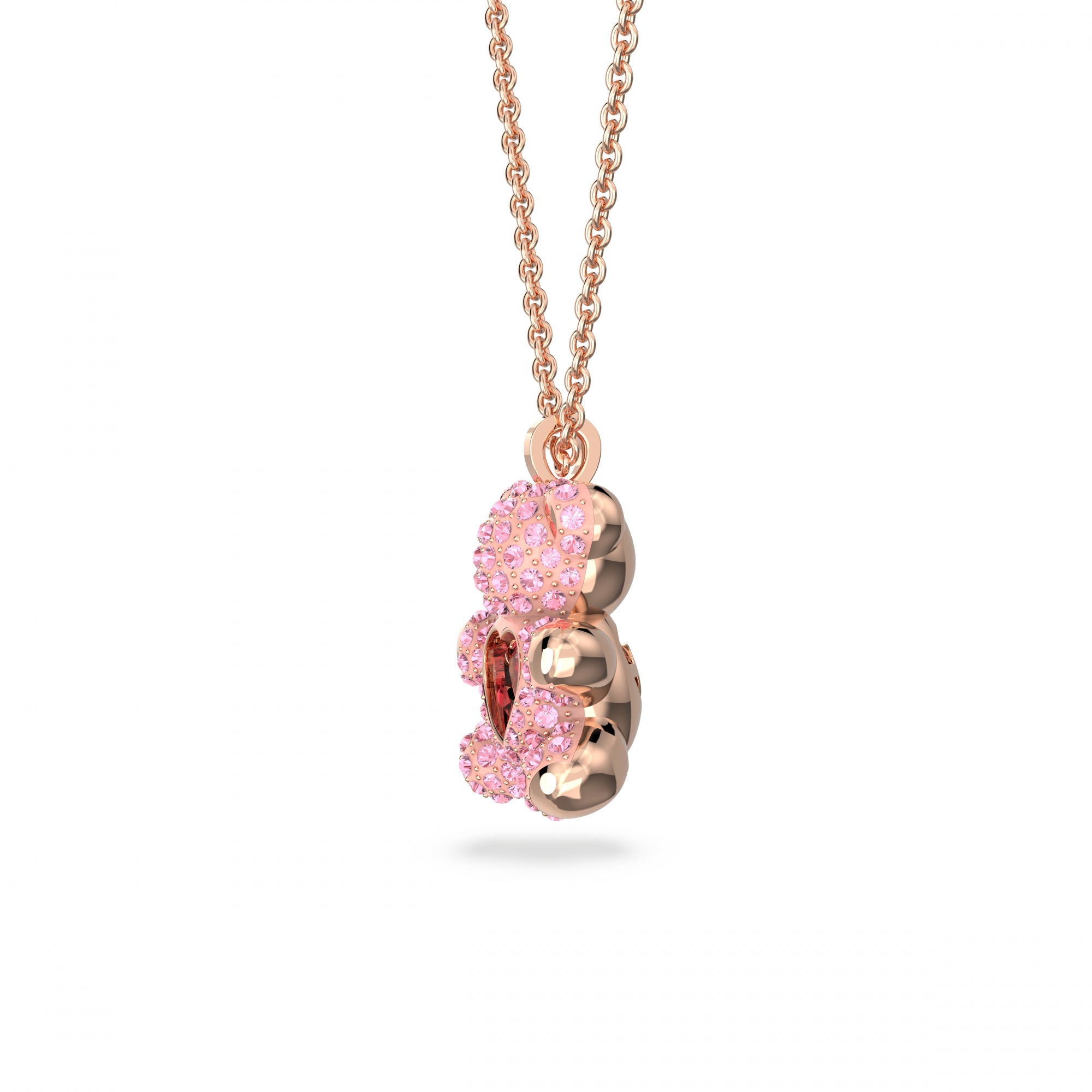 Teddy Zincir Kolye, Bear, Pembe, Pembe Altın Rengi Kaplama