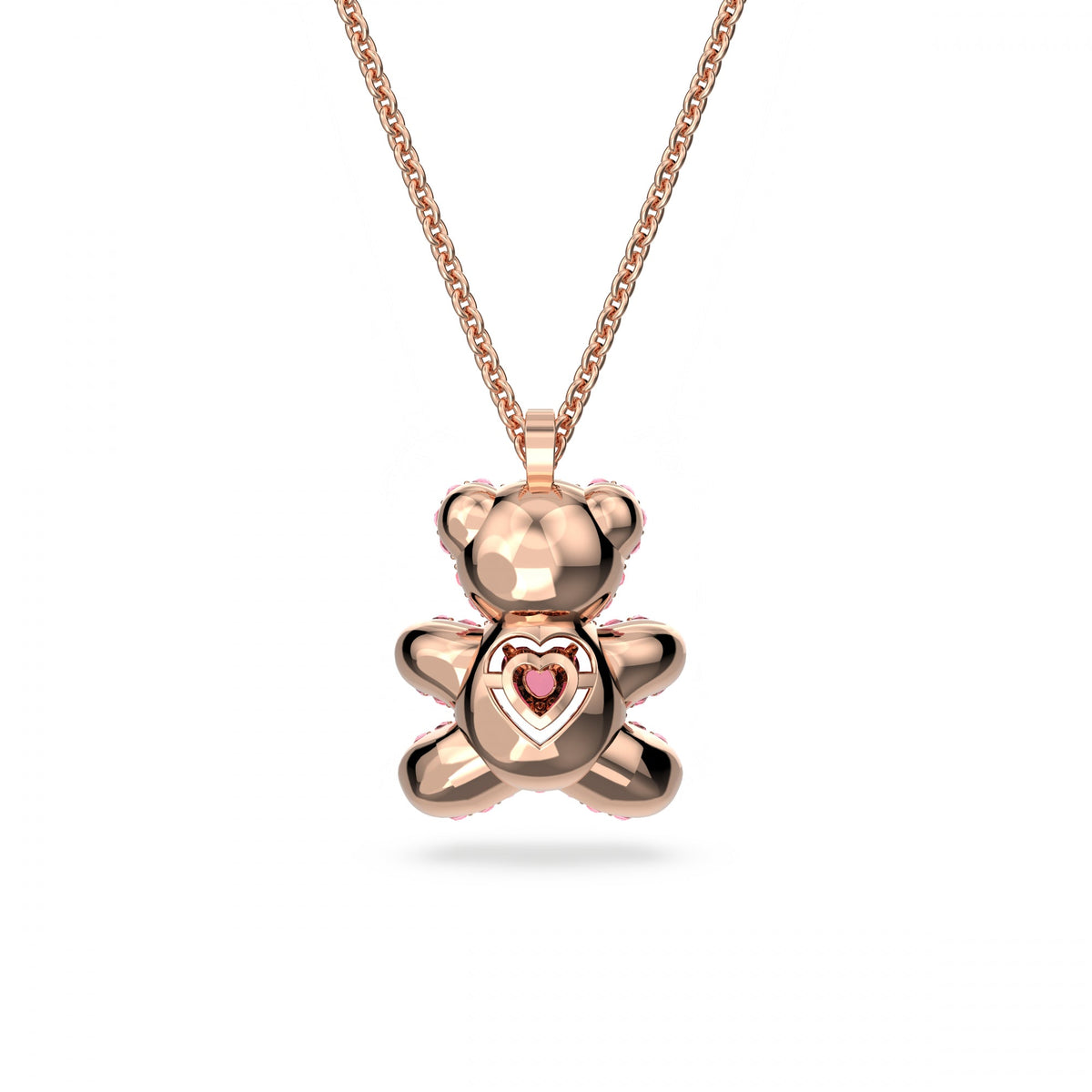 Teddy Zincir Kolye, Bear, Pembe, Pembe Altın Rengi Kaplama