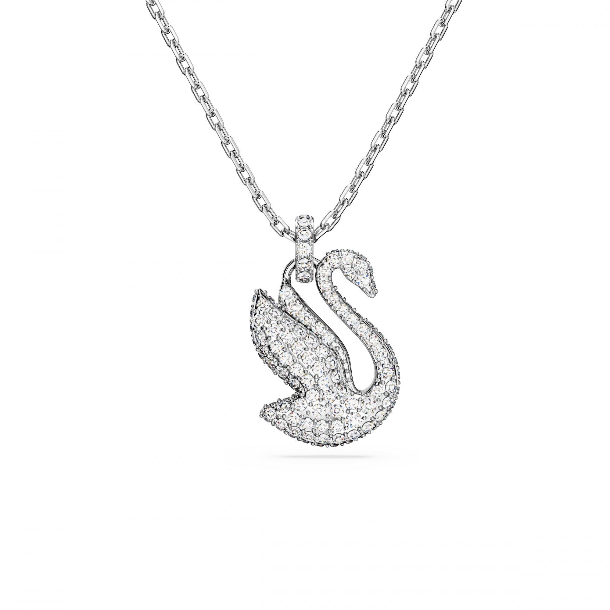 Iconic Swan Kolye, Medium, Beyaz, Rodyum Kaplama