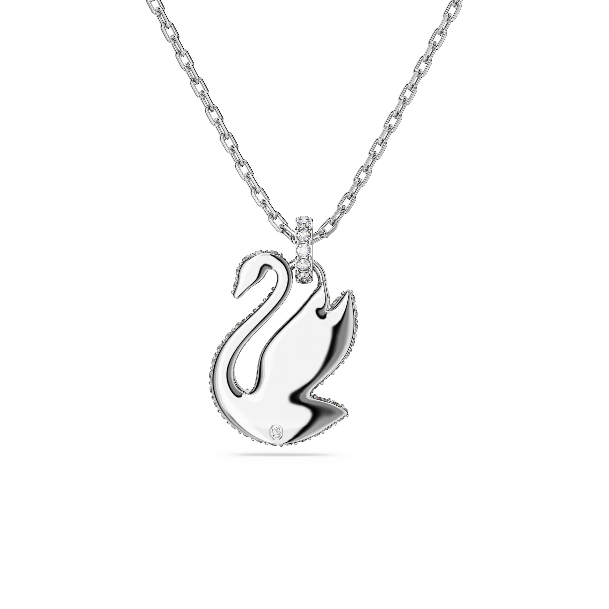 Iconic Swan Kolye, Medium, Beyaz, Rodyum Kaplama