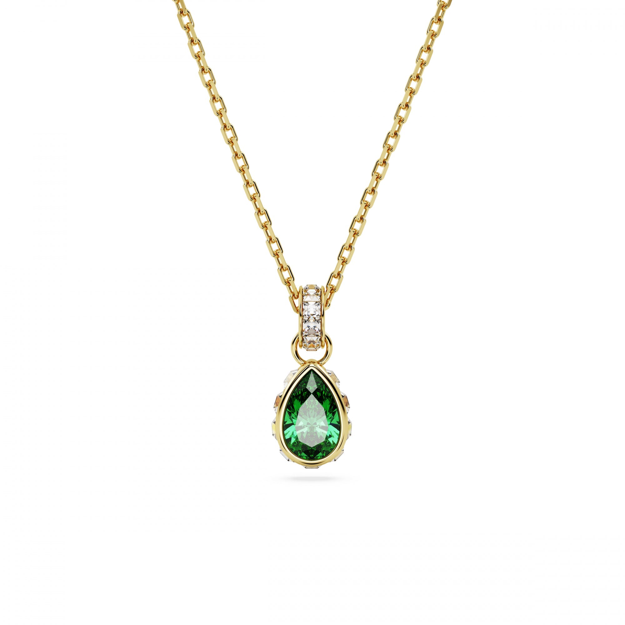 Stilla Kolye, Pear Cut, Yeşil, Sarı Altın Rengi Kaplama