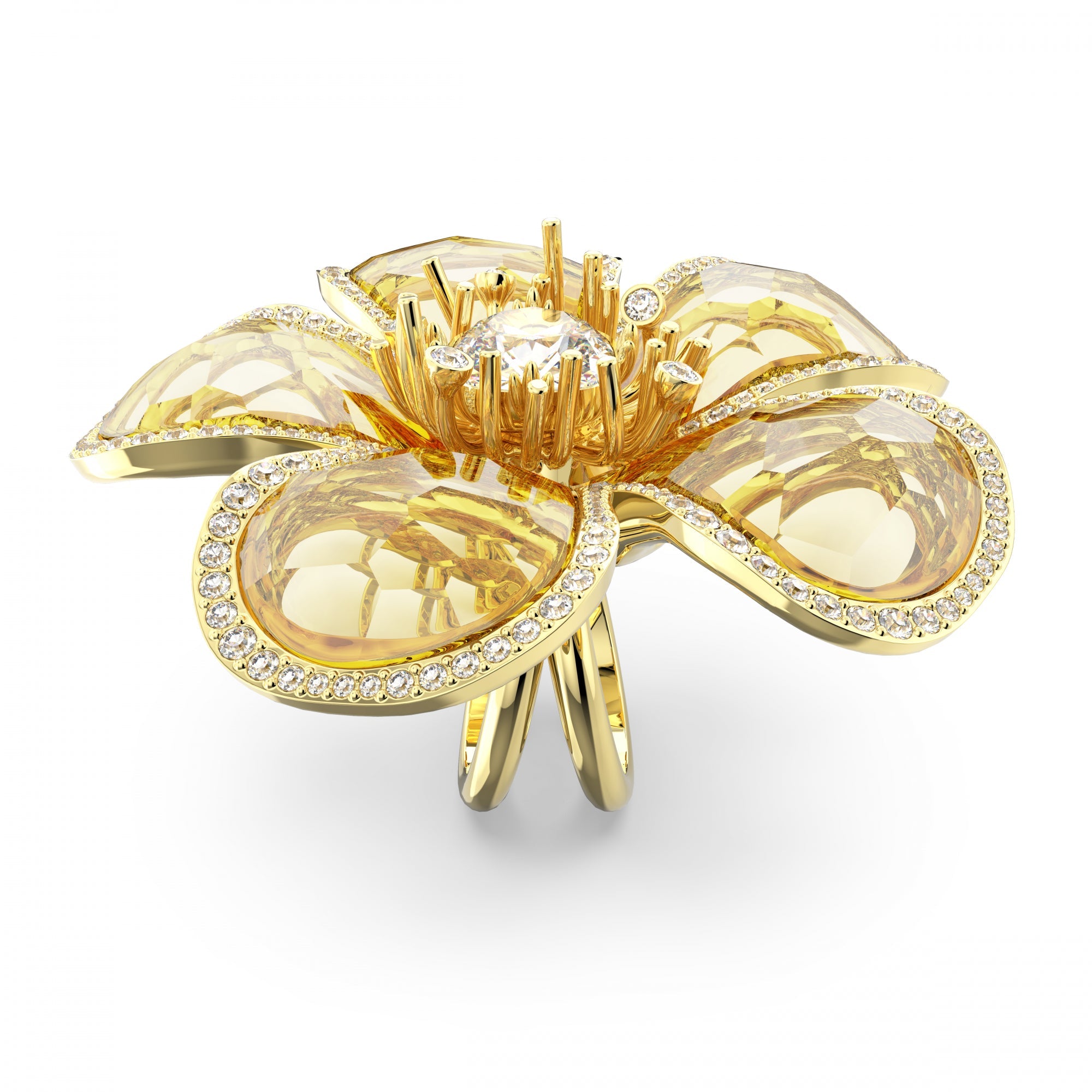 Florere Yüzük, Flower, Sarı, Sarı Altın Rengi Kaplama, 55